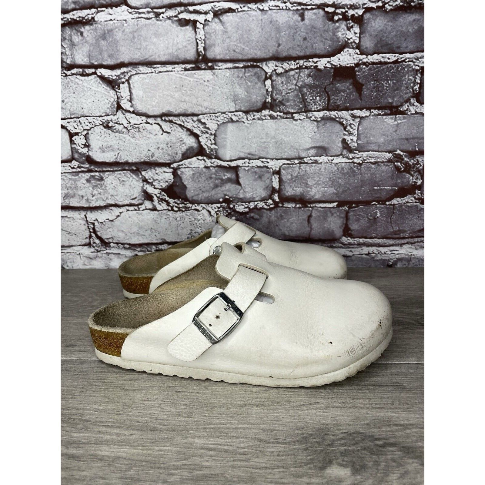 Birkenstock Birkenstock Boston White Leather Strap Slides Clogs Shoes Wo Size US 6.5 / IT 36.5 - 1 Thumbnail