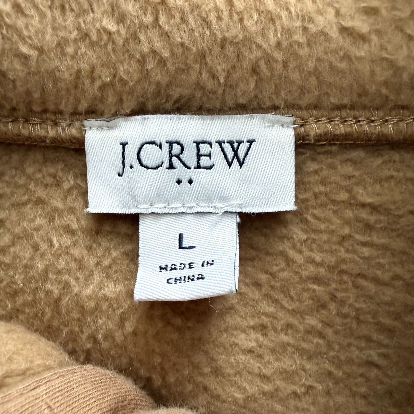 J.Crew J. Crew Sherpa Pullover Tunic 1/4 Button Fleece Womens L Tan Pockets Size L / US 10 / IT 46 - 2 Thumbnail