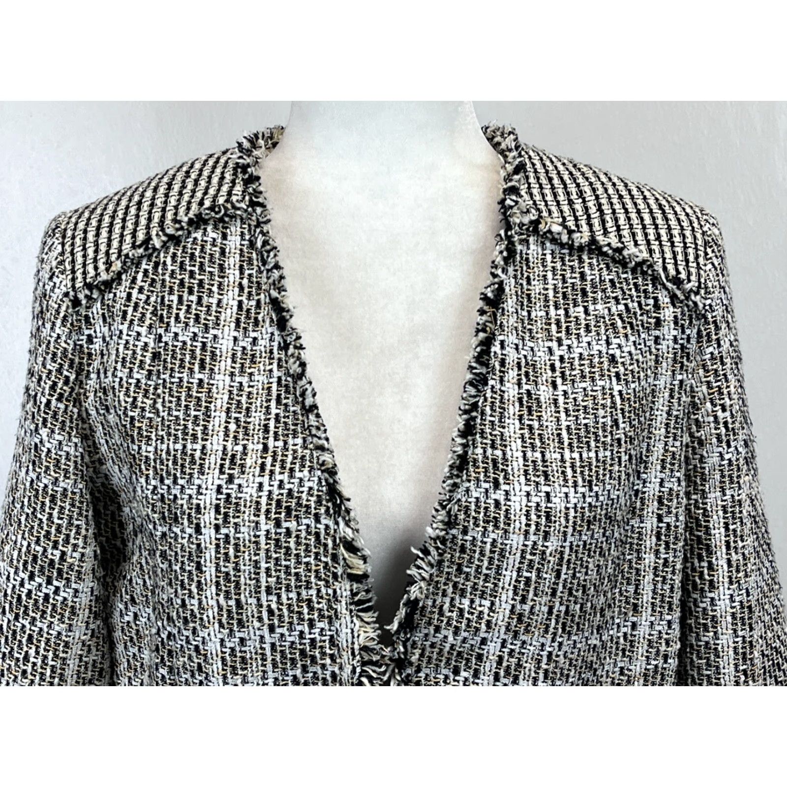 Vintage VINTAGE Chico's Tweed Blazer Jacket Womens 1 Black White Lined 2 Clasp 90s Style Sz 1 US 8-10 Size XS / US 0-2 / IT 36-38 - 2 Thumbnail