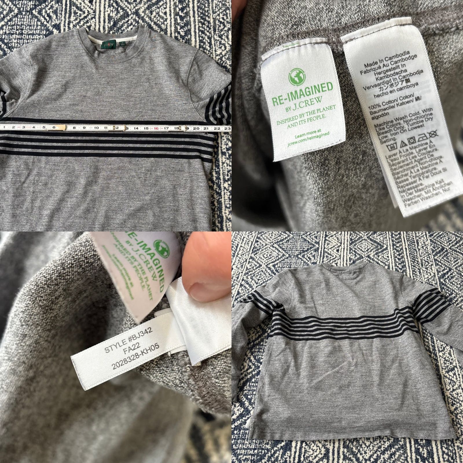 J.Crew J. Crew Sweatshirt Mens M Gray Striped Crewneck Elbow Patches Pullover Knit Long Sleeve Casual Streetwear Size US M / EU 48-50 / 2 - 8 Thumbnail