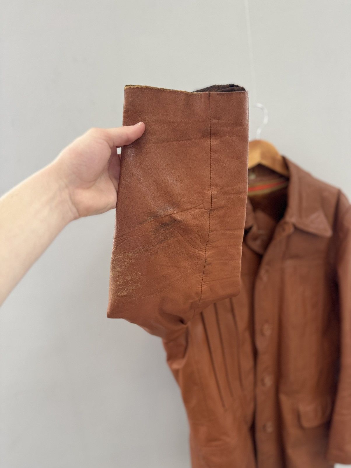 Other Vintage 90s Genuine Leather Racing Jacket Brown Biker Style Size US L / EU 52-54 / 3 - 5 Thumbnail