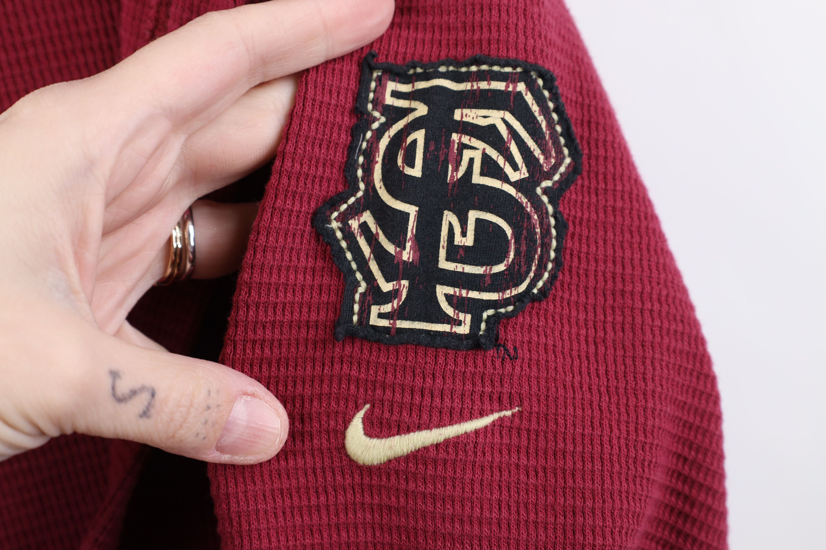 Nike Vintage Nike Florida State University Waffle Knit Hoodie Size L / US 10 / IT 46 - 5 Thumbnail