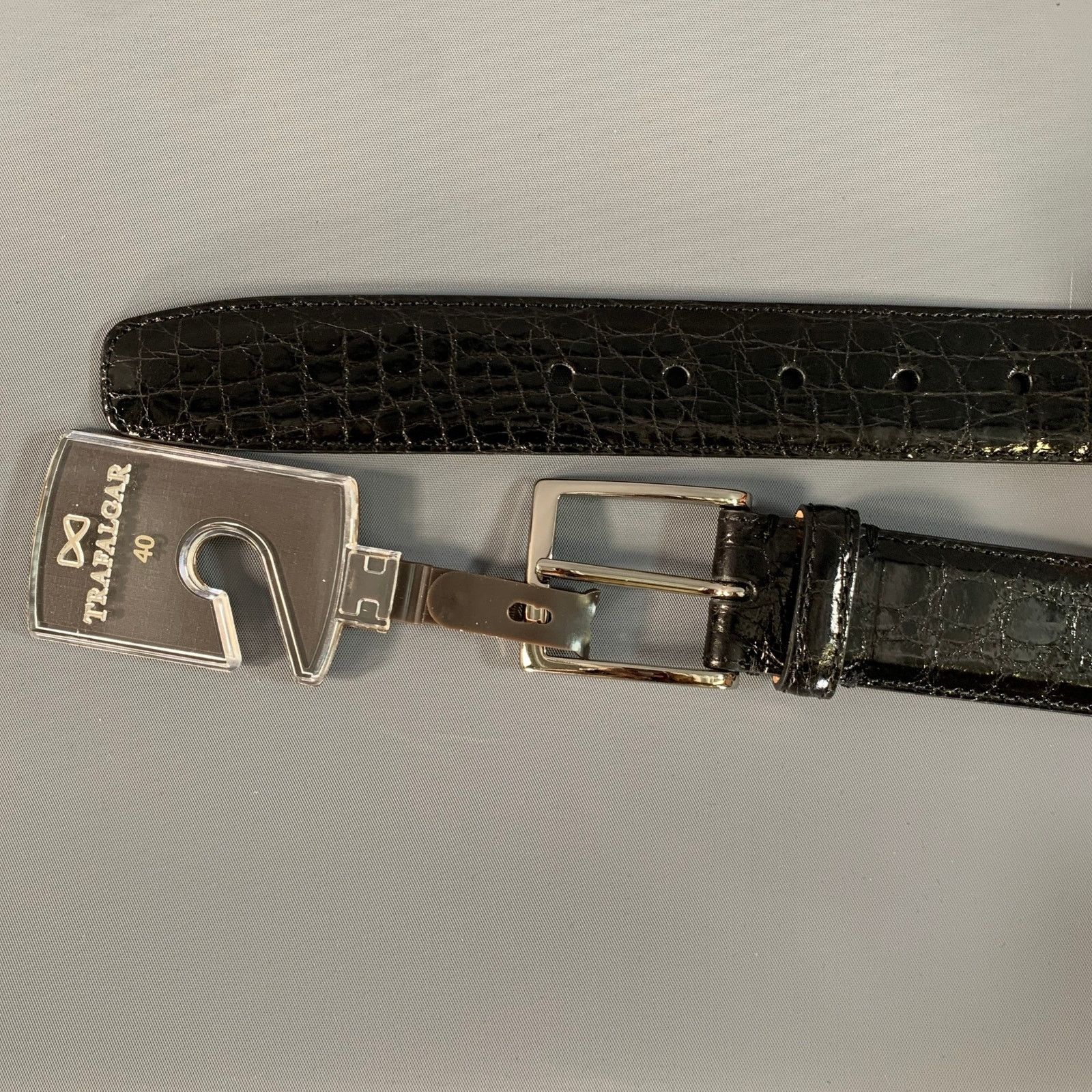 Trafalgar Size 40 Balck Crocodile Leather Belt in Brown, Men's — image 5 of 6