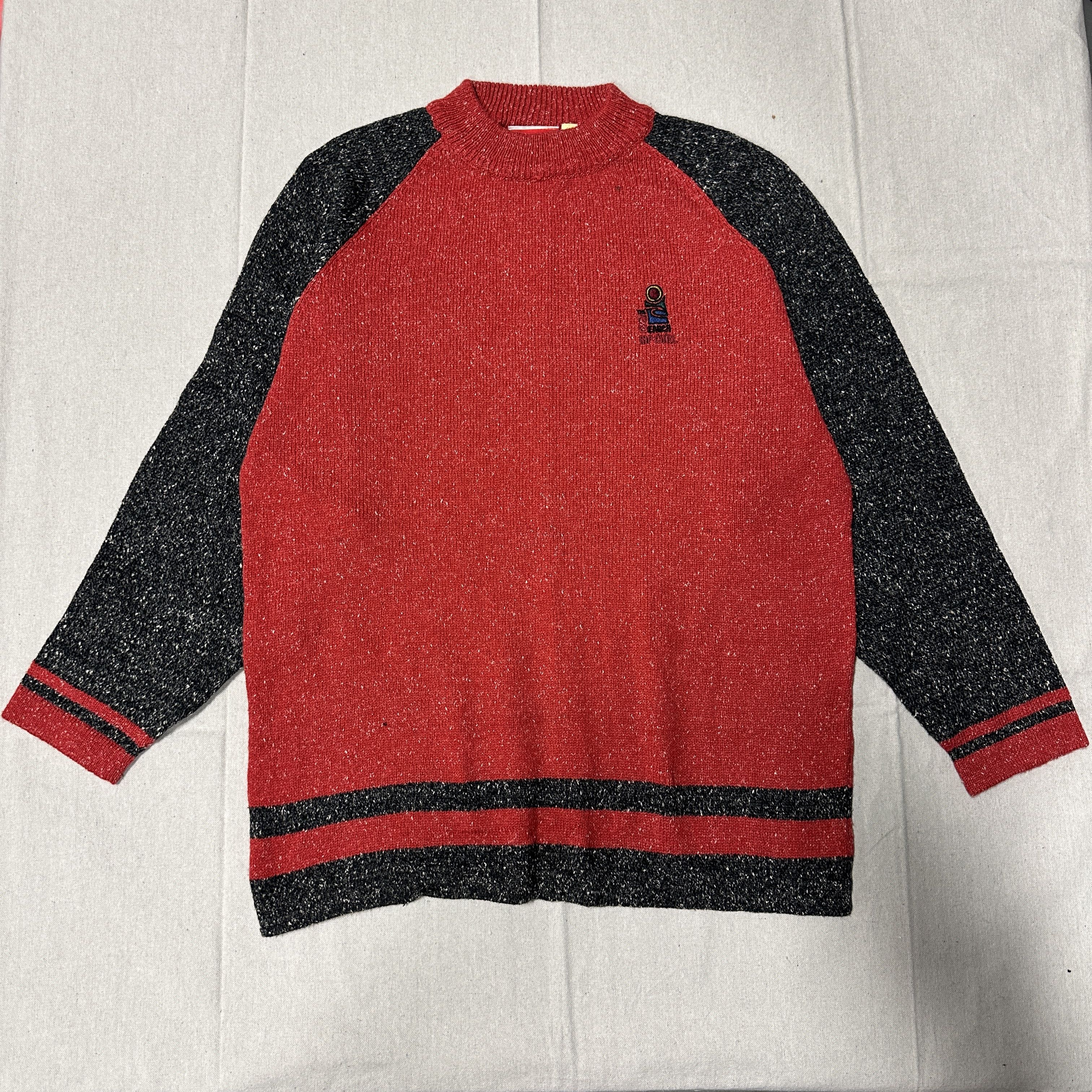 Vintage 90s Surf Rip Curl Two-Tone Knit Crewneck Sweater Size M