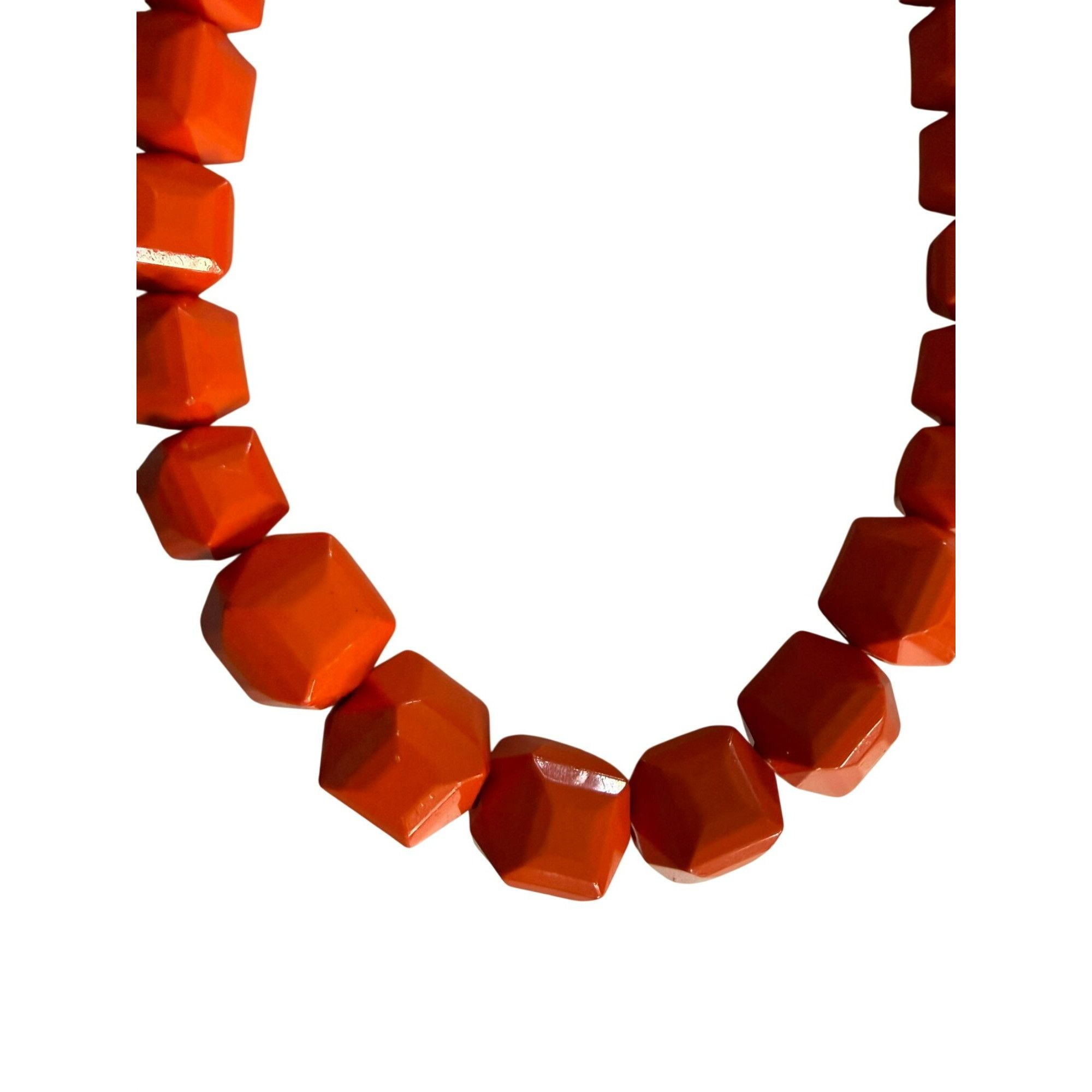 Other Vintage Chunky Orange Geometric Wood Beaded Necklace With Ad Size ONE SIZE - 2 Thumbnail