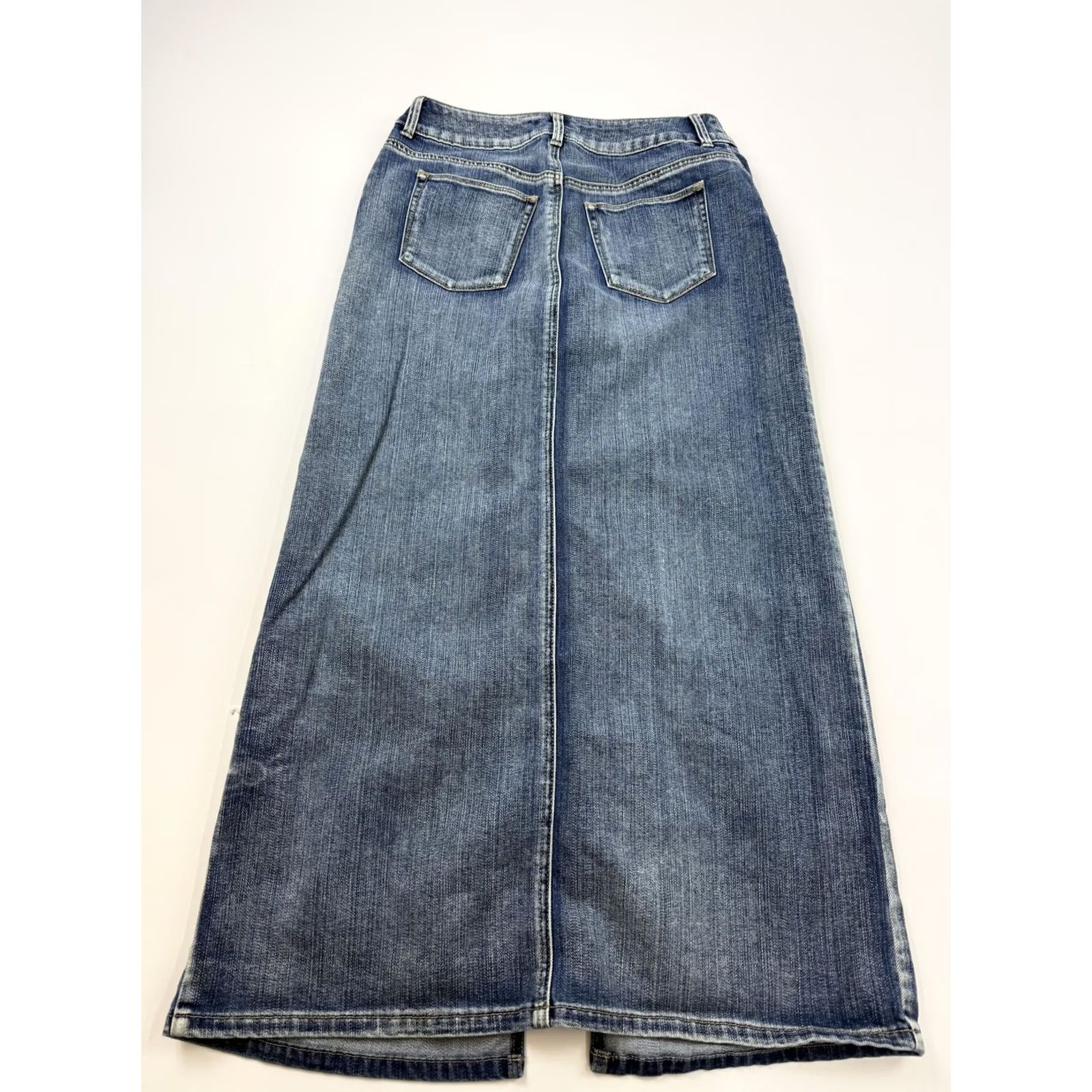 Vintage Chico's Denim Skirt 0 Blue Long Maxi Front Slit Pockets Casual Stretch Womens Size 25" / US 0 / IT 36 - 5 Thumbnail