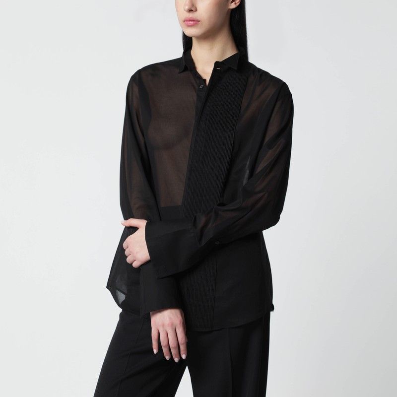 6397 Black Micro-Pleated Shirt