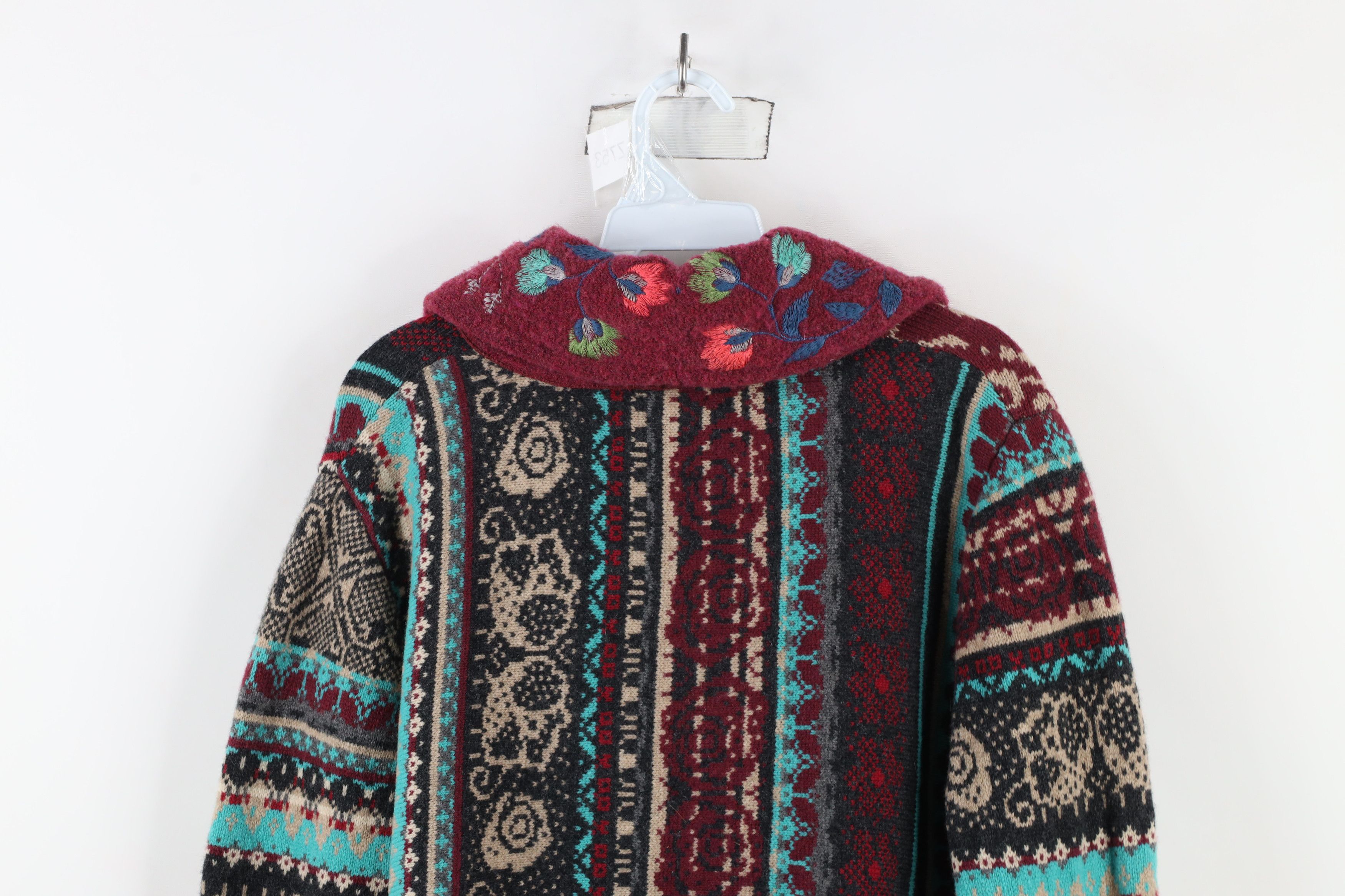 Vintage IVKO Handwritten Emotions Fairy Flower Zip Cardigan Sweater Size M / US 6-8 / IT 42-44 - 14 Thumbnail