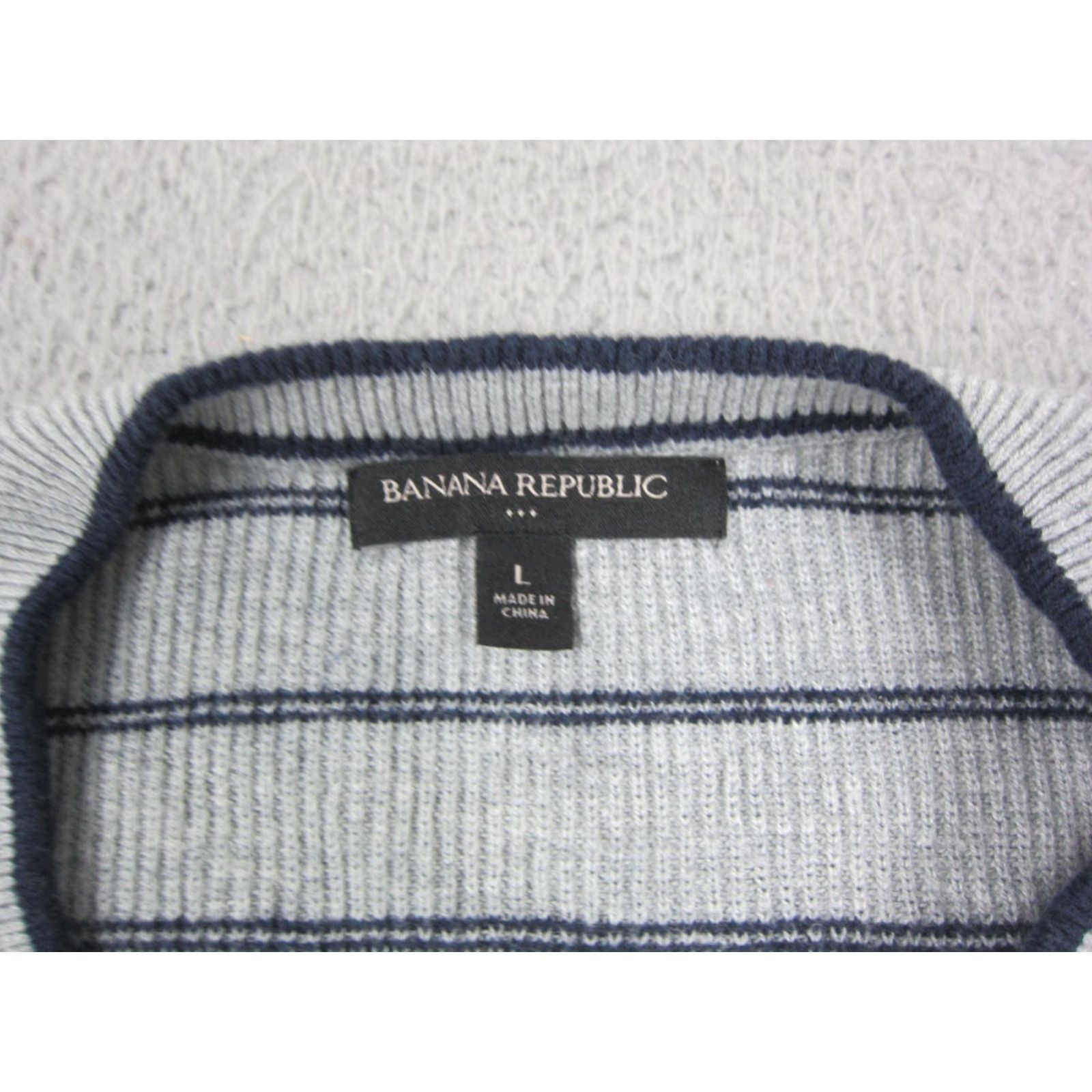 Banana Republic Banana Republic Sweater Shirt Womens Large Gray Blue Striped Wool Blend Knit Crewneck Pullover 90s City Classic Designer Size S / US 4 / IT 40 - 3 Thumbnail