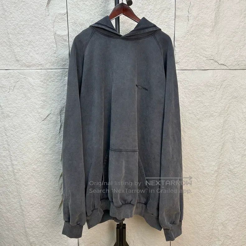 Balenciaga Balenciaga Crossed-out Tape Logo Washed Gray Hoodie, Size Size US XXL / EU 58 / 5 - 1 Thumbnail