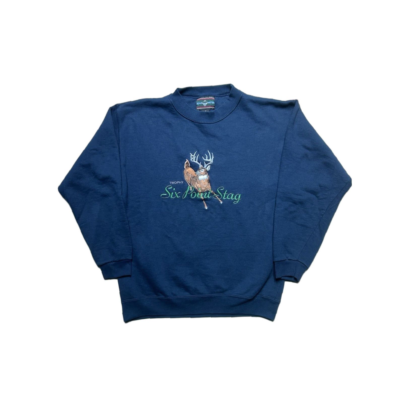 Vintage VINTAGE Sweatshirt Crewneck six point stag buck deer distressed hunting Medium Men Blue Pullover Size US M / EU 48-50 / 2 - 1 Thumbnail