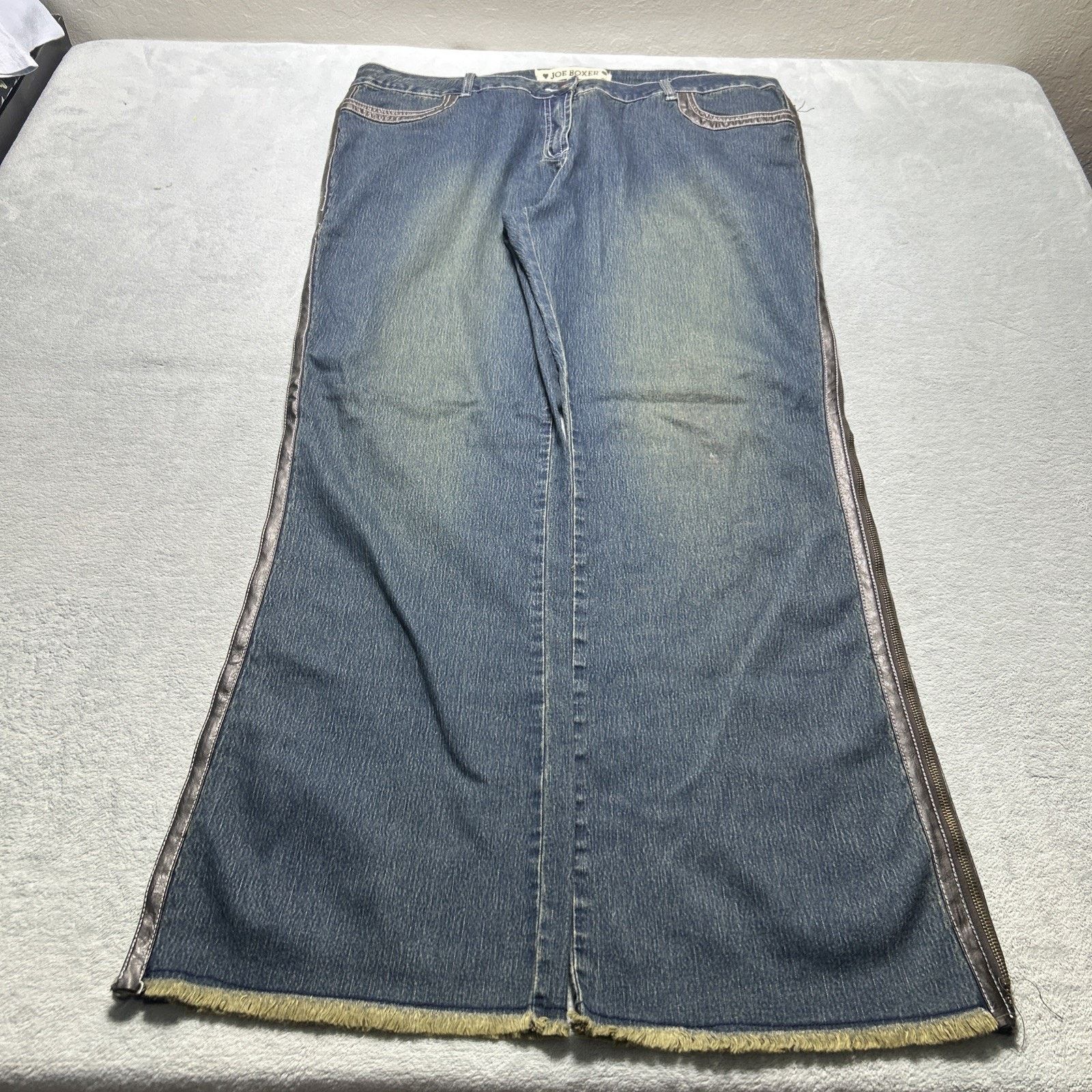 Joe Boxer Beyond Baggy Jeans Womens 21 42x33 Raw Hem Zip Sides Baggie Size US 42 / EU 58 - 3 Thumbnail