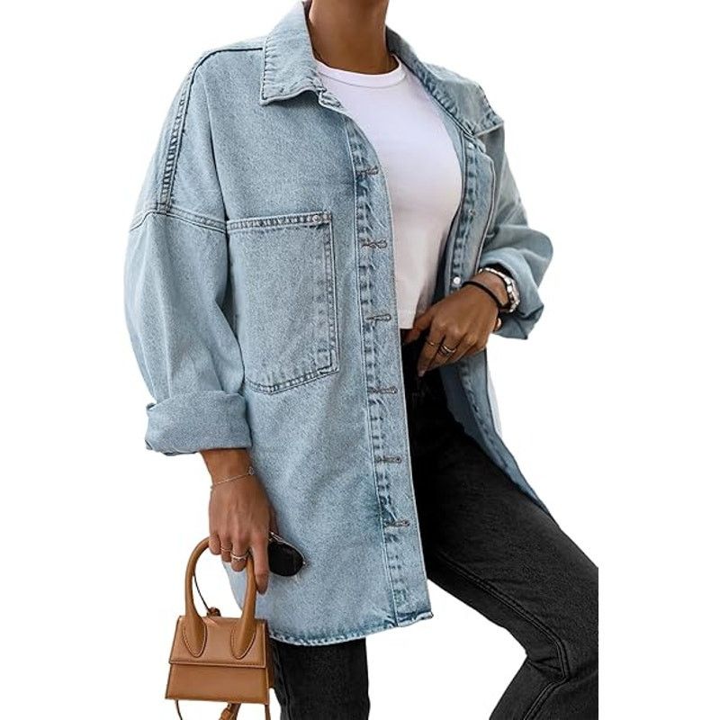 Other Women's Oversized Denim Jackets Casual Button Down Long Size XL / US 12-14 / IT 48-50 - 2 Thumbnail
