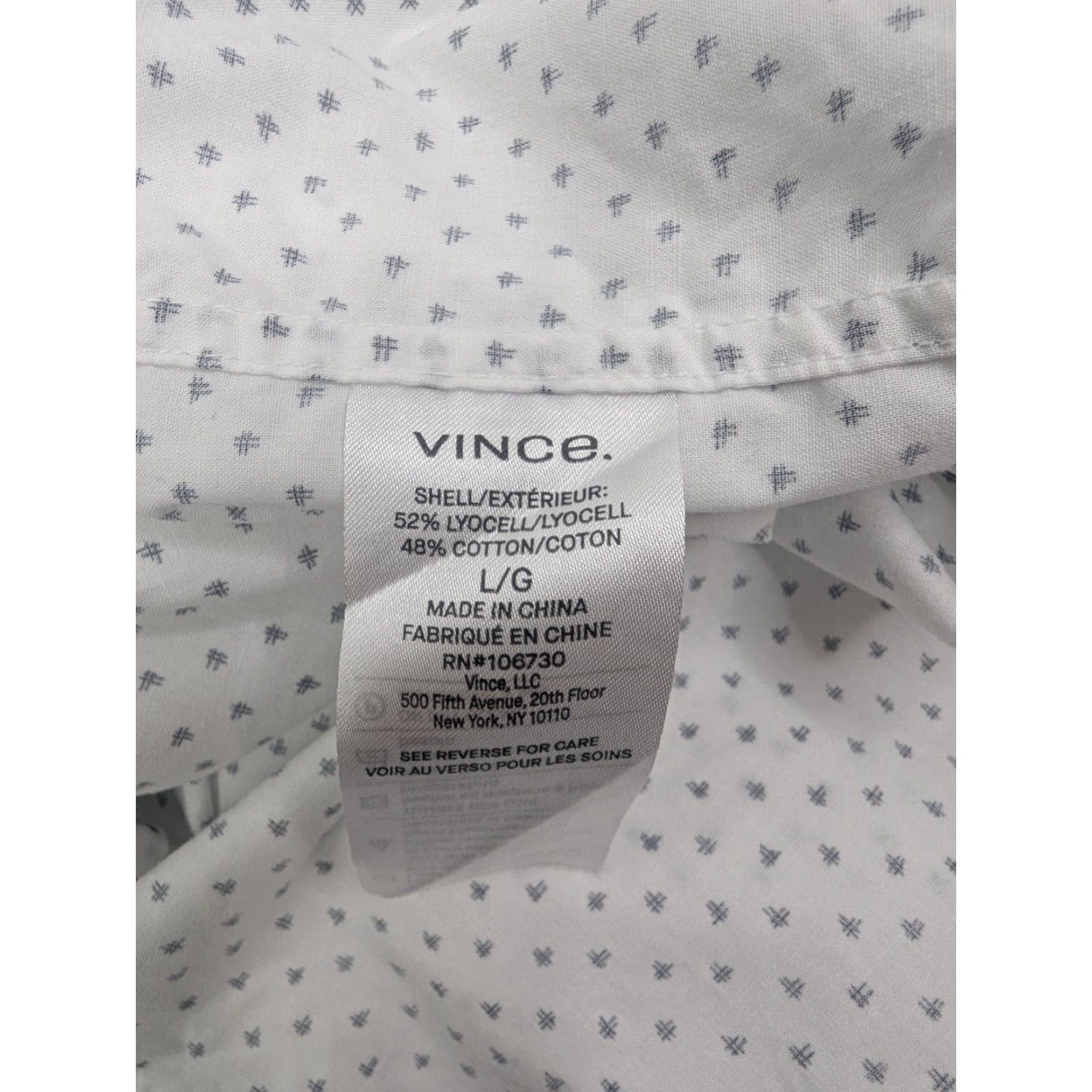 Vince Vince Shirt Men L White Lyocell Classic Fit Short Sleeve Button-Up Casual Size US L / EU 52-54 / 3 - 7 Thumbnail