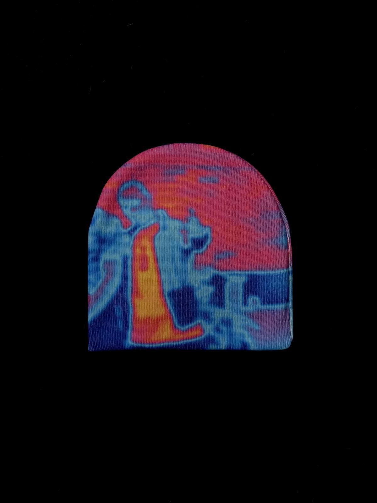 Y2K Infd Thermal Heat Map No Cuff Knit Beanie Hat, Men’s
