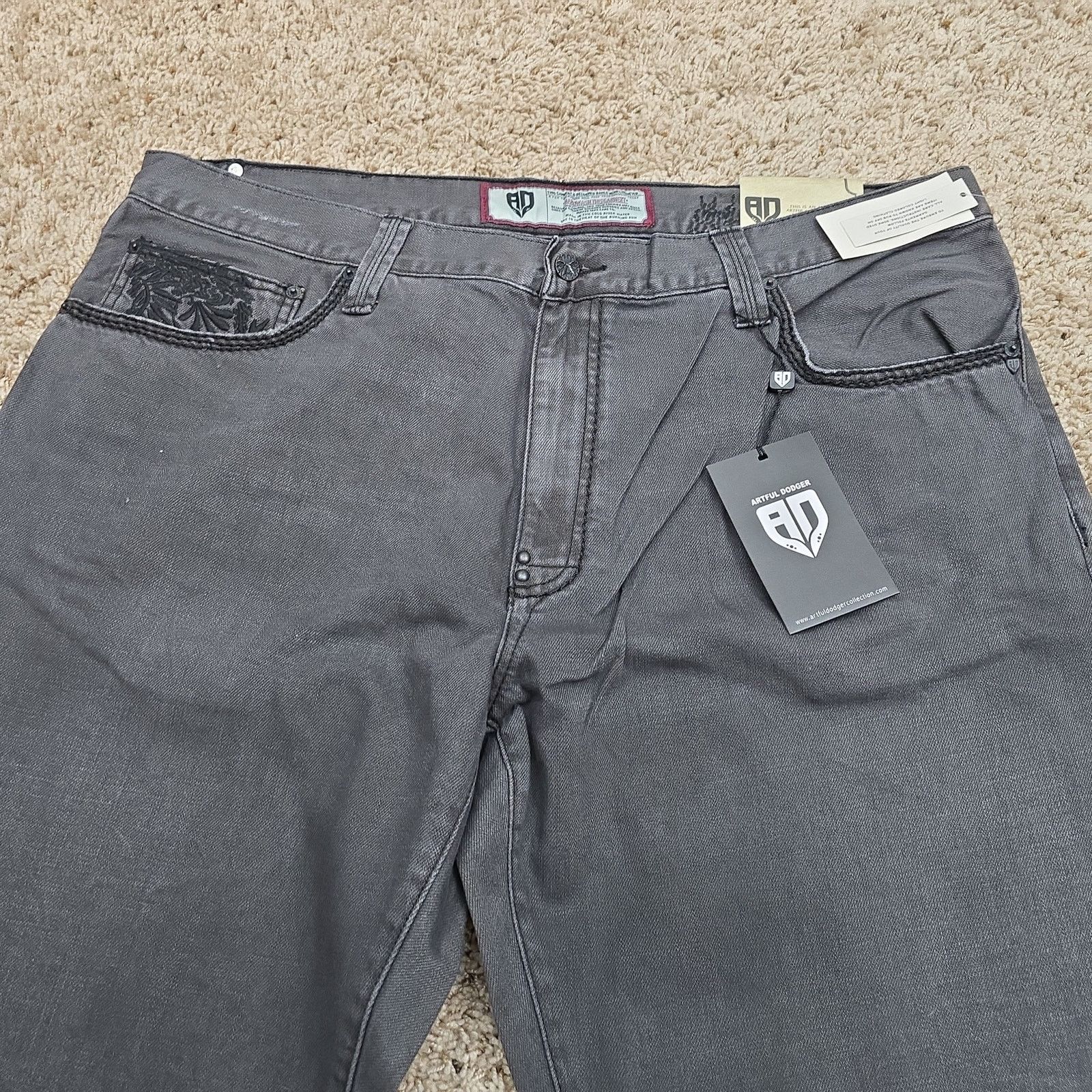 Artful Dodger Deadstock Y2K Artful Dodger Gray Black Skull Jeans 42 NWT Size US 42 / EU 58 - 6 Thumbnail