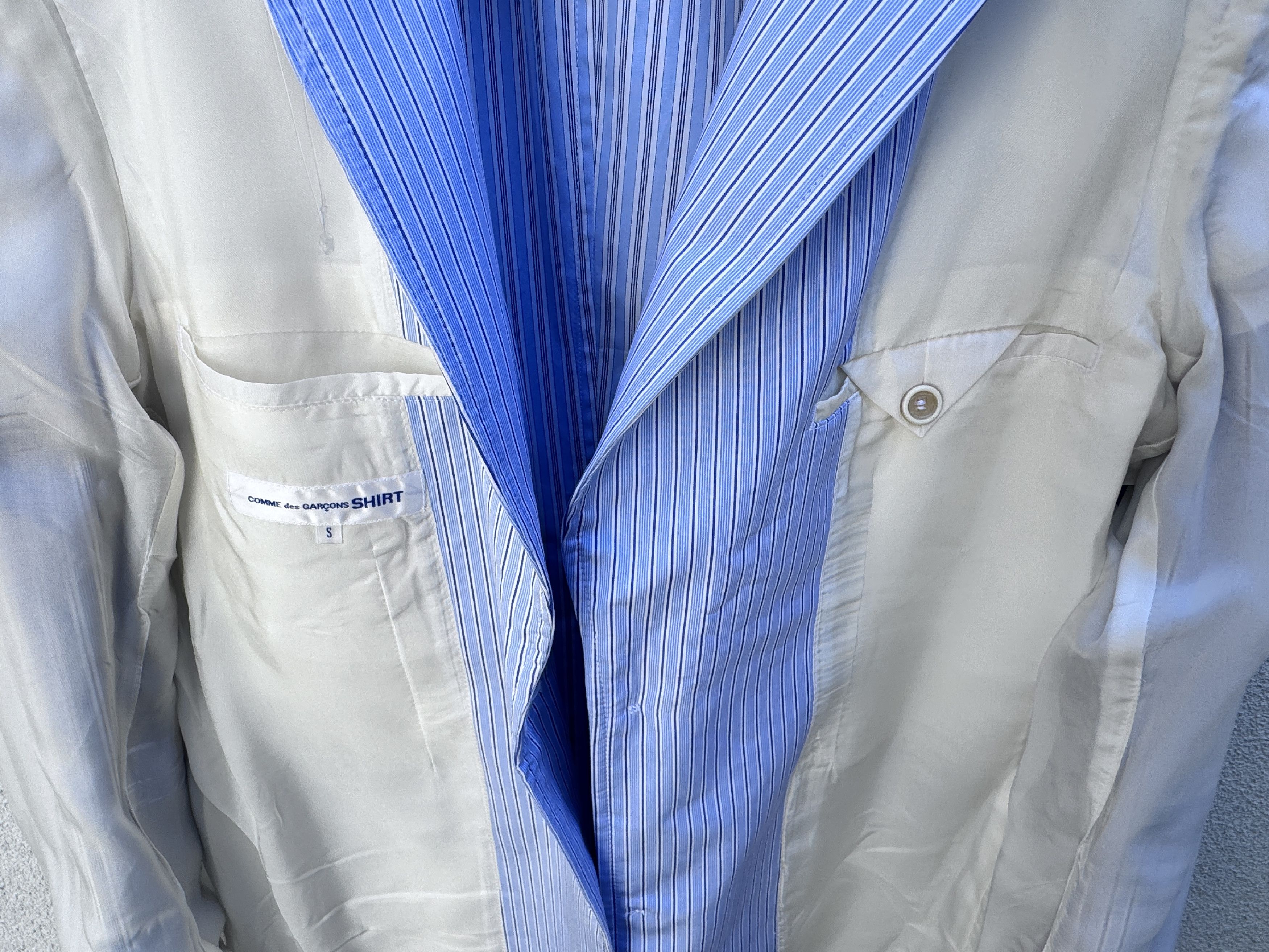 Comme des Garcons COMME des GARCONS SHIRT Blue White Striped Cotton Blazer S Size 48S - 11 Thumbnail