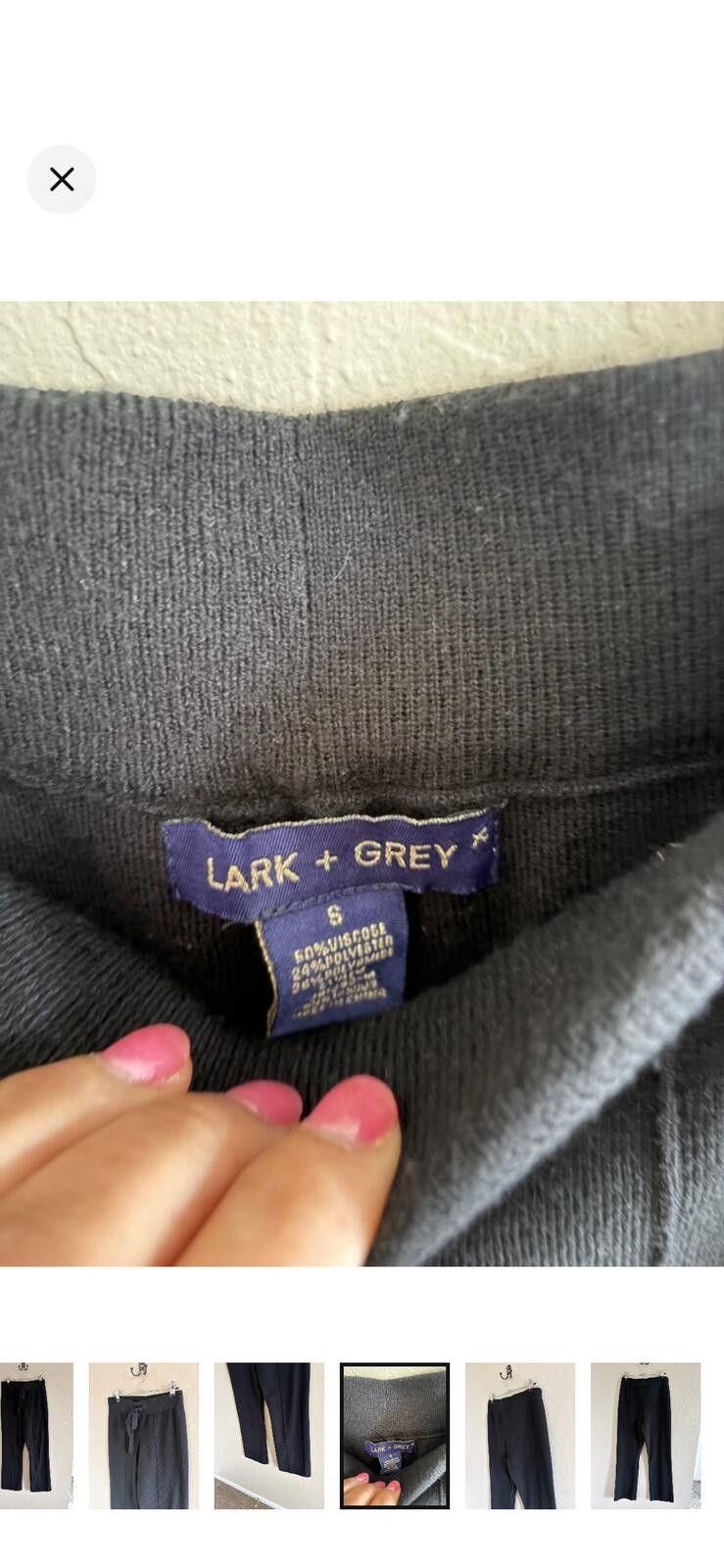 Other Lark + Grey Black Tie-Waist Straight-Leg Trousers Size 28" / US 6 / IT 42 - 4 Thumbnail