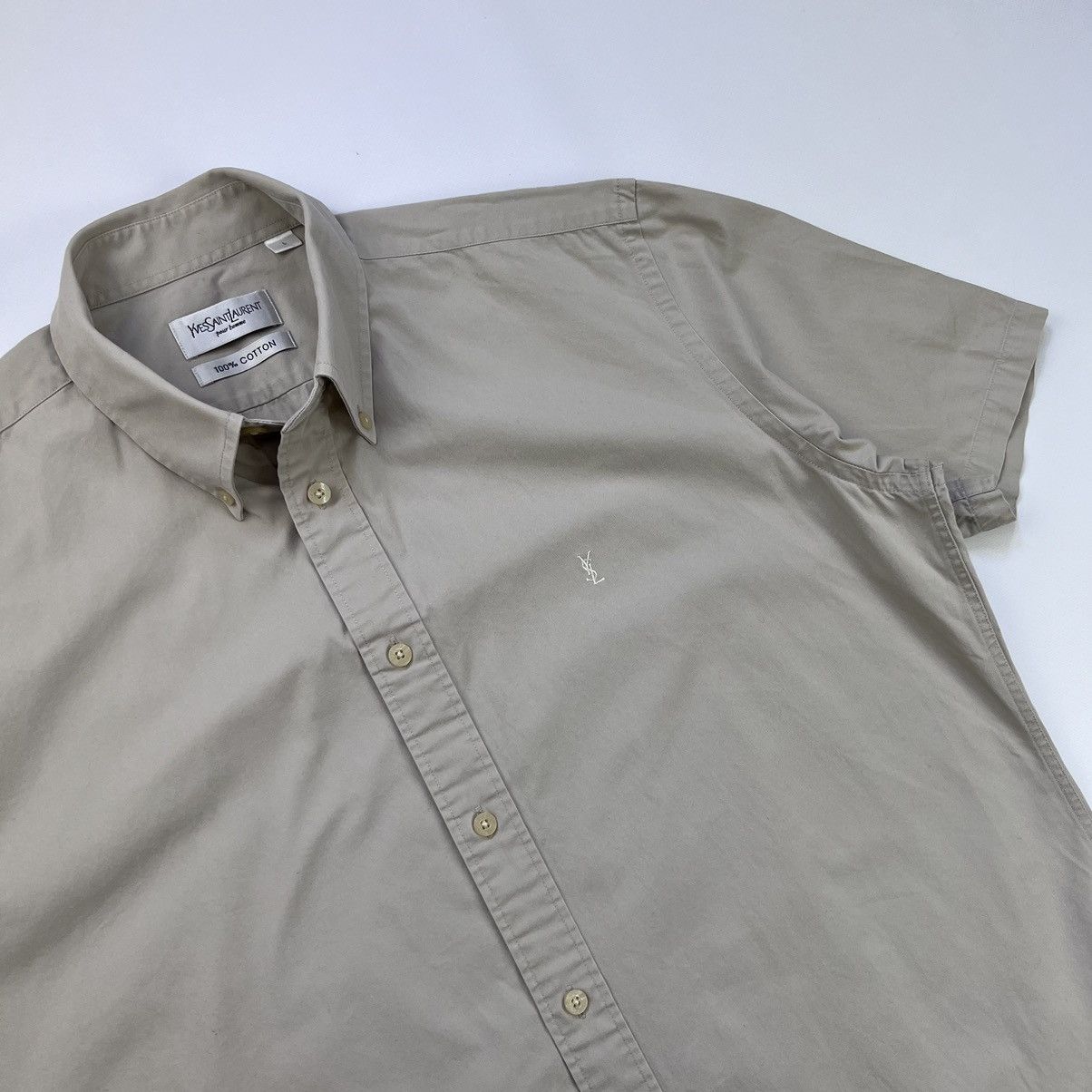 Vintage Vintage YSL beige short sleeve shirt Size US L / EU 52-54 / 3 - 2 Thumbnail