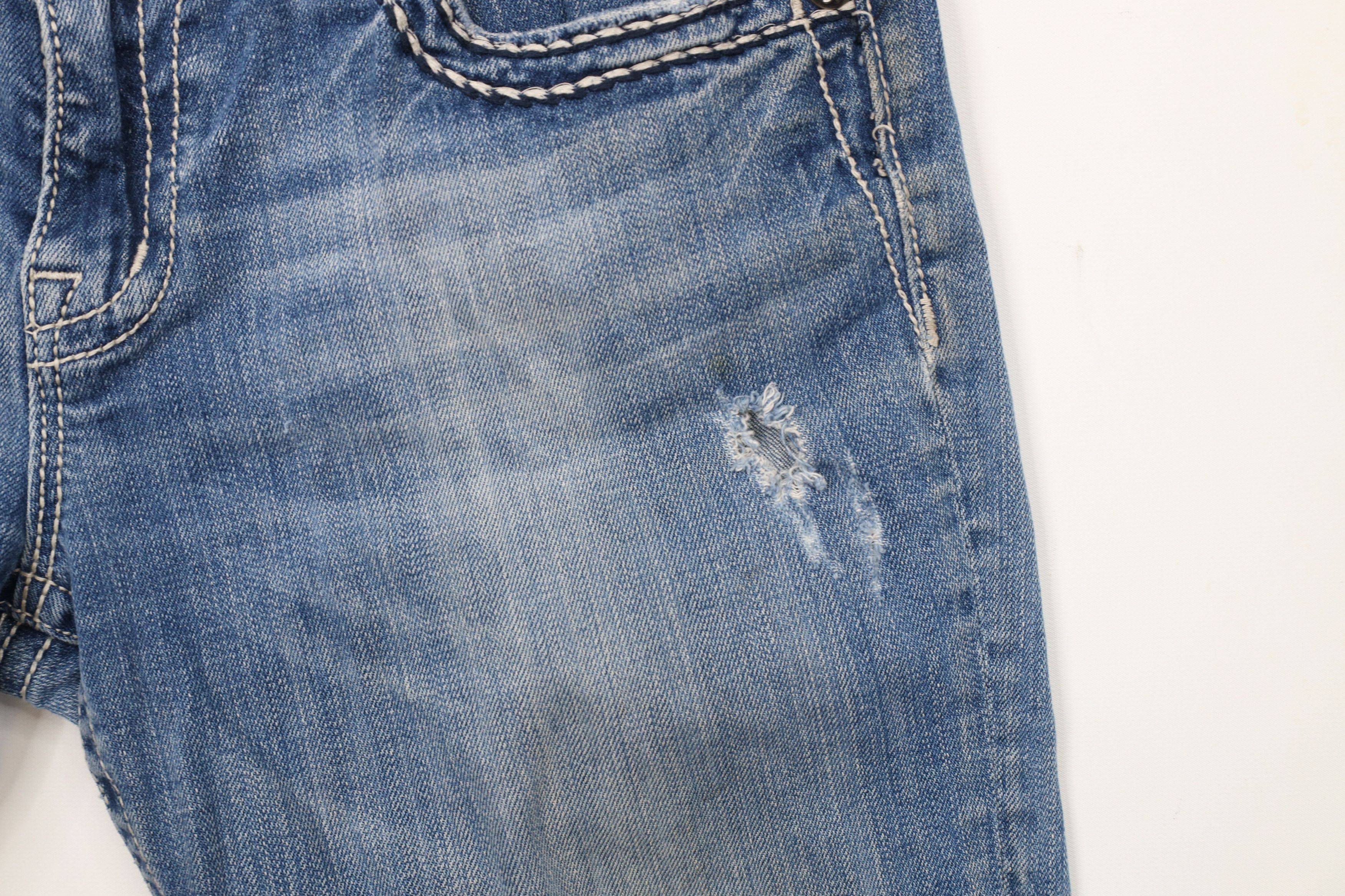 Miss Me × Vintage Miss Me Thick Stitch Fleur de Lis Cropped Denim Jeans Blue Size 32" / US 10 / IT 46 - 6 Thumbnail