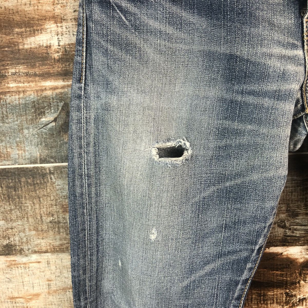 Levi's DL Levis 505 Blue Distressed Denim Pants #C299 Size US 32 / EU 48 - 9 Thumbnail
