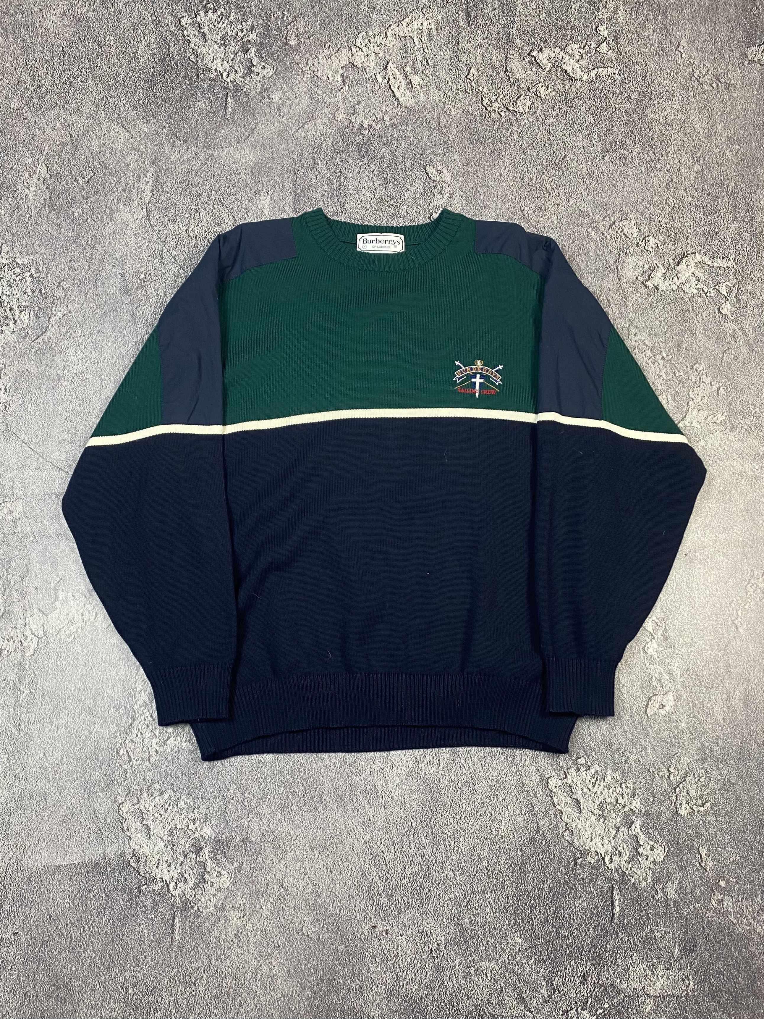Burberry Vintage 90s Burberrys London Saling Crew Green Sweater Size US XL / EU 56 / 4 - 1 Thumbnail