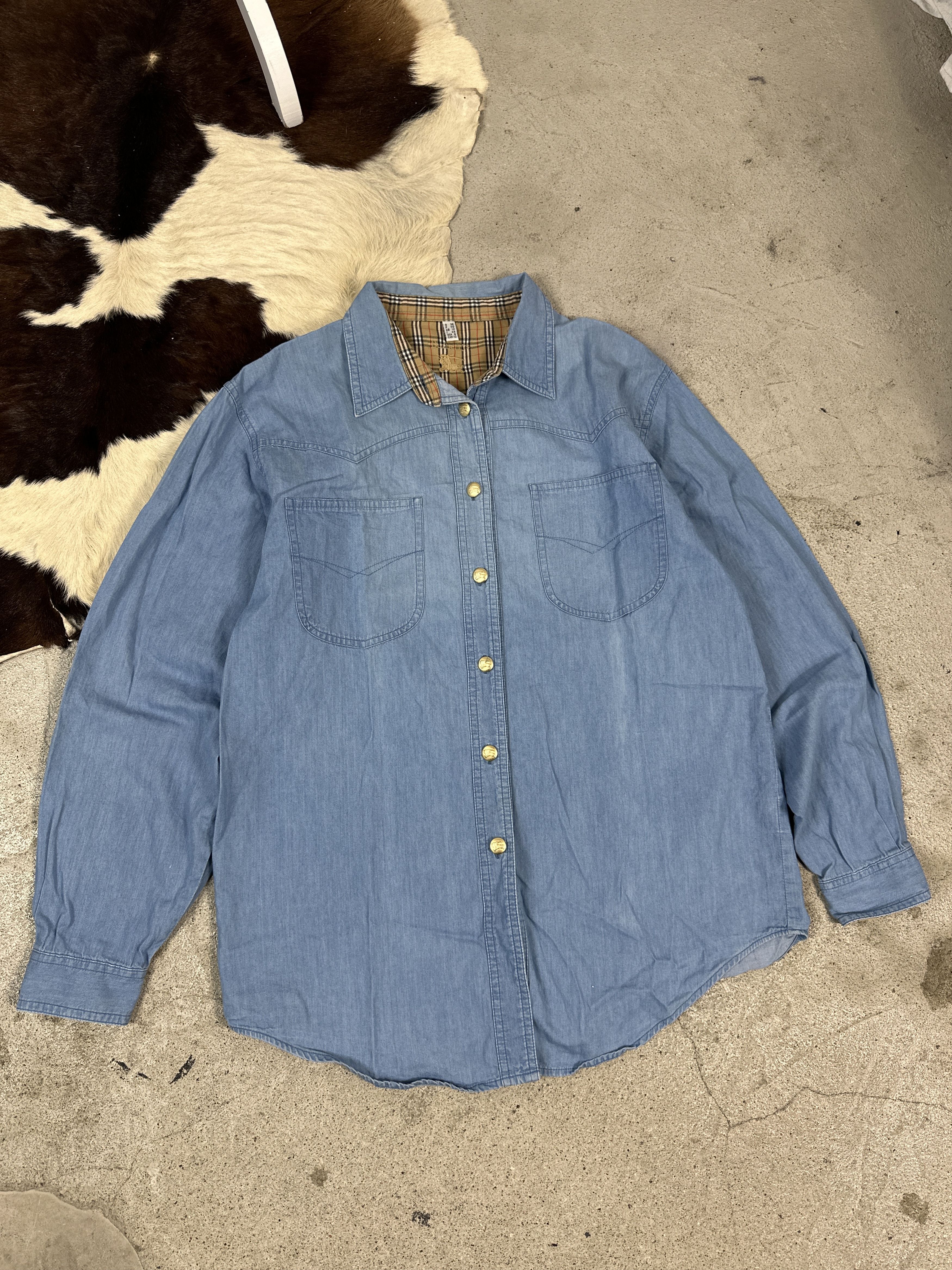 Burberry × Vintage Vintage Denim Casual Preppy Streetwear 00s Burberry Shirt Size US M / EU 48-50 / 2 - 1 Thumbnail