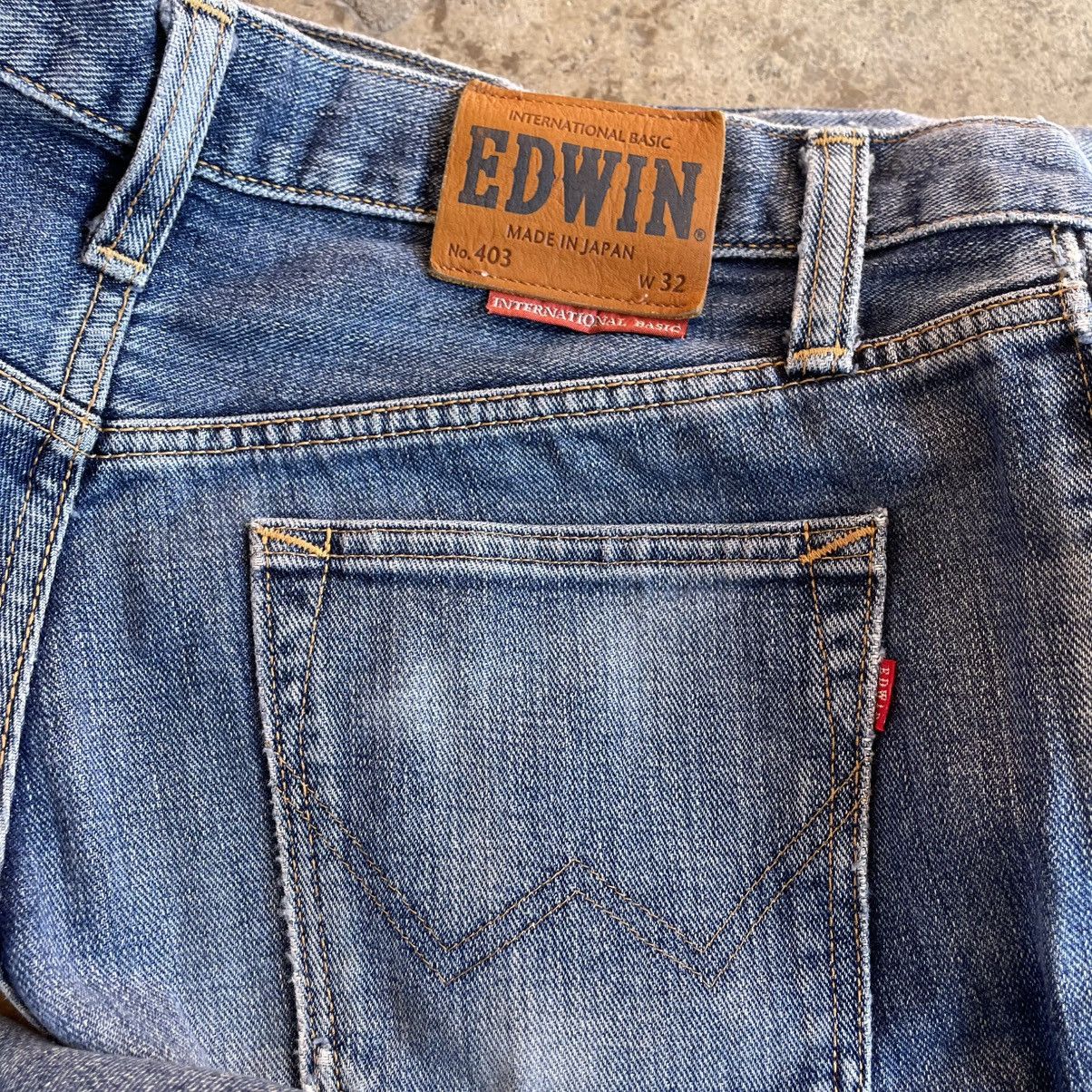 Edwin 🔥Vintage Edwin 403 Stoned Washed Ripped Distress Denim Jeans Size US 33 - 12 Thumbnail