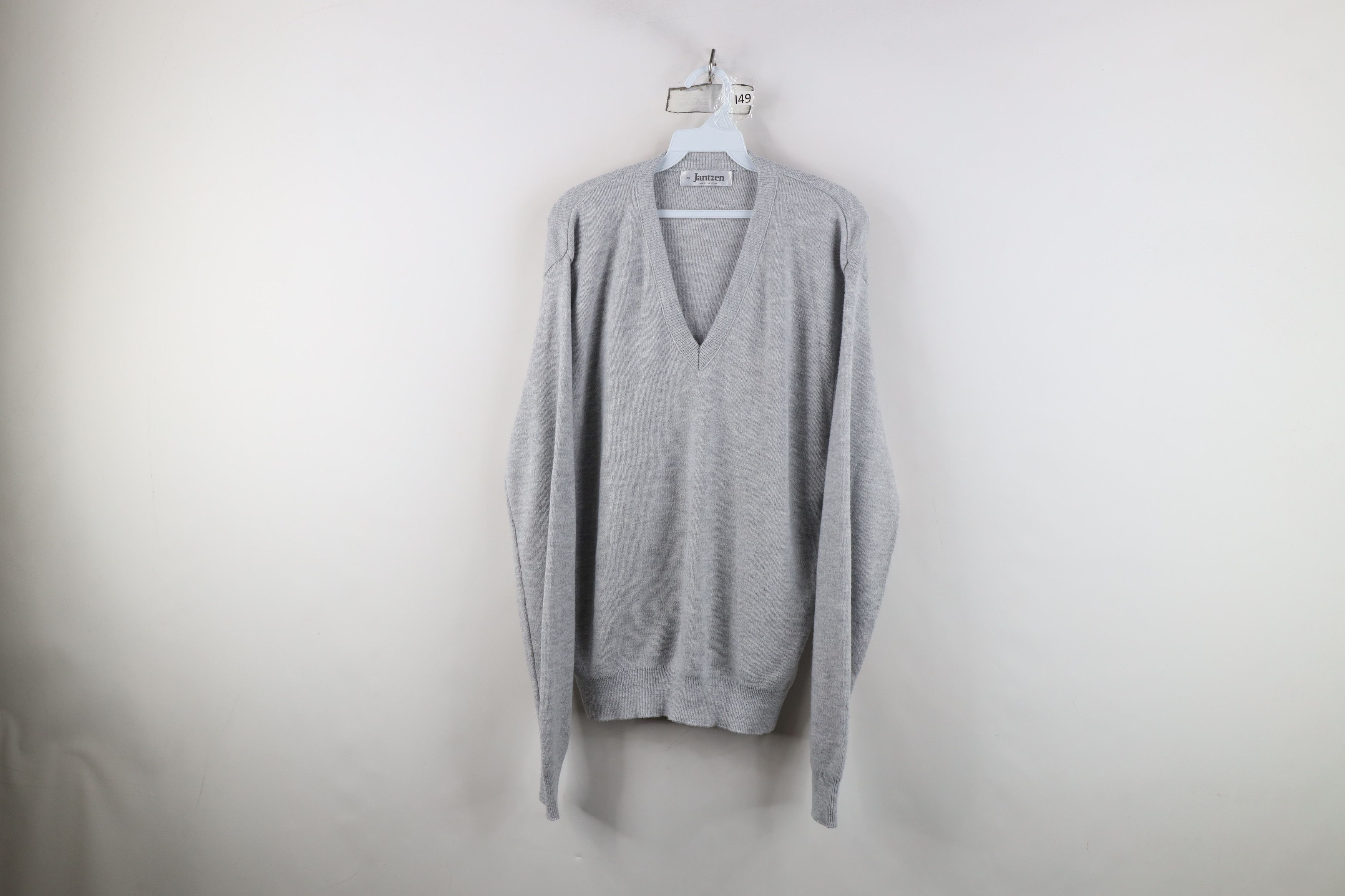 Vintage Vintage 70s Streetwear Knit V-Neck Sweater Heather Gray USA Size US XL / EU 56 / 4 - 1 Thumbnail