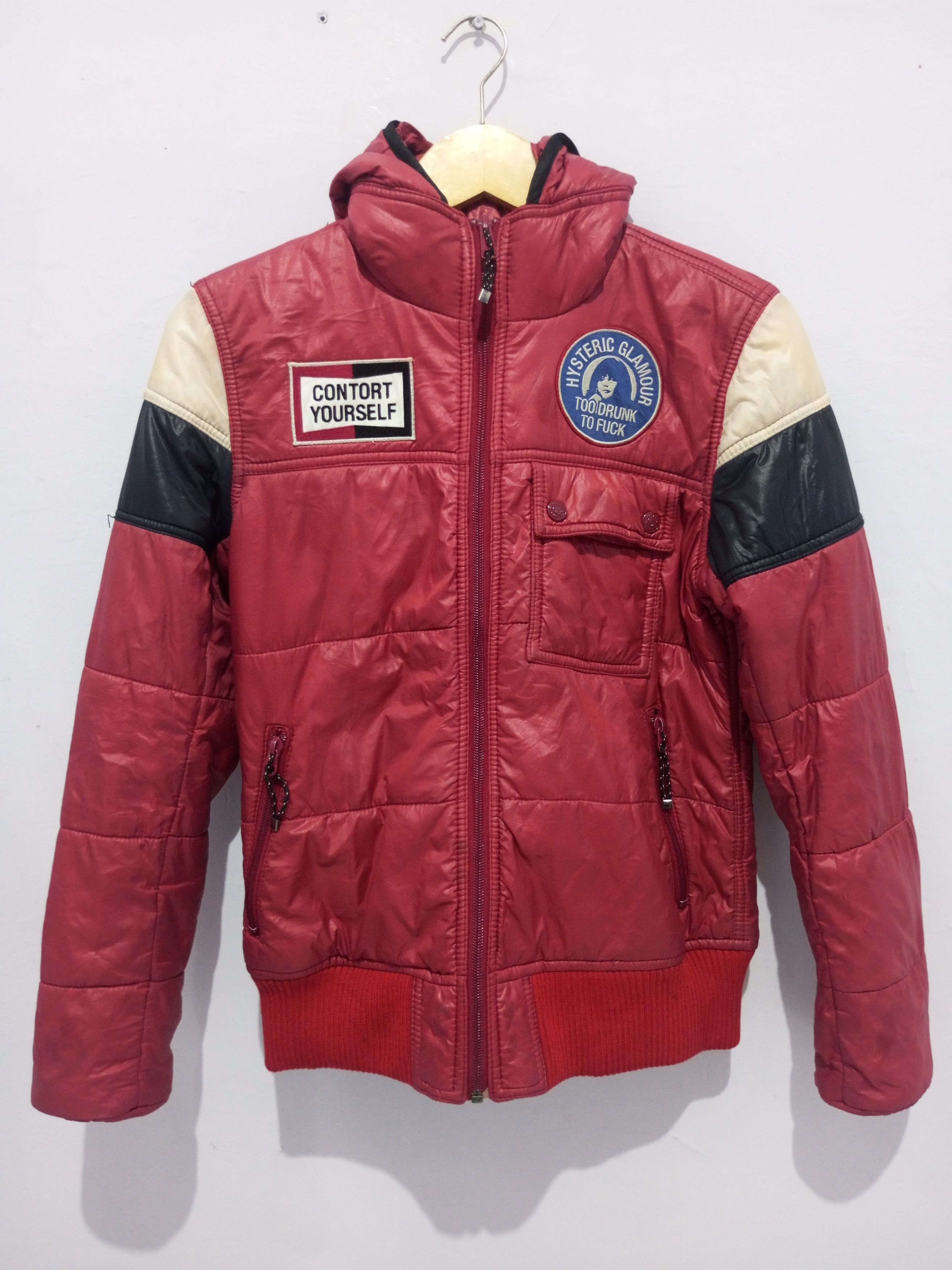 image of Hysteric Glamour Puffer Jacket in Maroon, Men's (Size Medium)