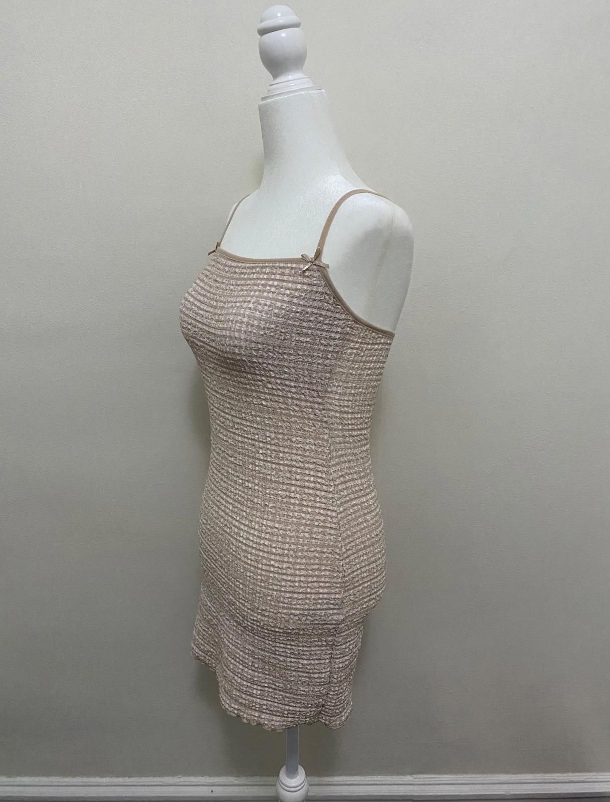 Other BERKSHA Shirred Bow Detail Mini Dress in Taupe (SMALL) Size S / US 4 / IT 40 - 3 Thumbnail