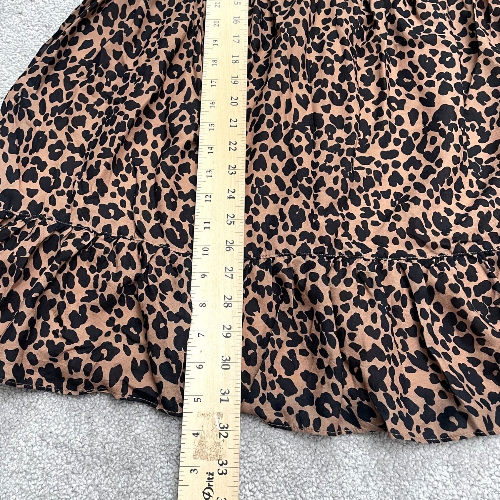 Lulus Lulus Leopard Mini Short Dress Womens Small Brown Black Animal Print Ruffle Puff Dress Size 28" / US 6 / IT 42 - 7 Thumbnail