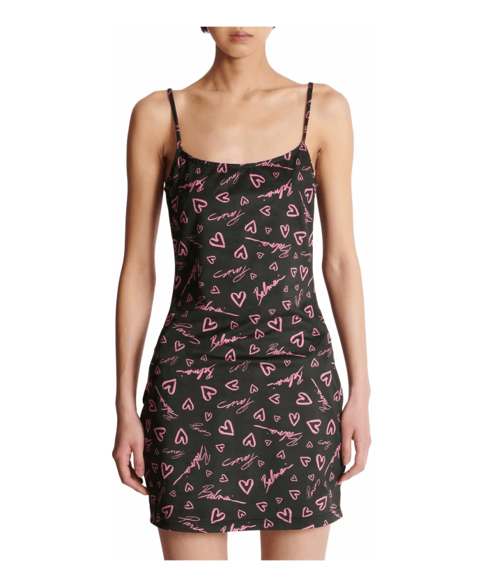 Balmain o1s1wg110725 Short Velvet Dress in Black/Multi Size L / US 10 / IT 46 - 2 Thumbnail