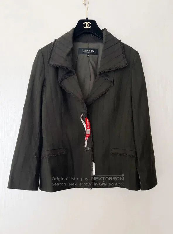 Lanvin Lanvin Cotton Blend Striped Cardigan in Dark Green . Size M / US 6-8 / IT 42-44 - 5 Thumbnail