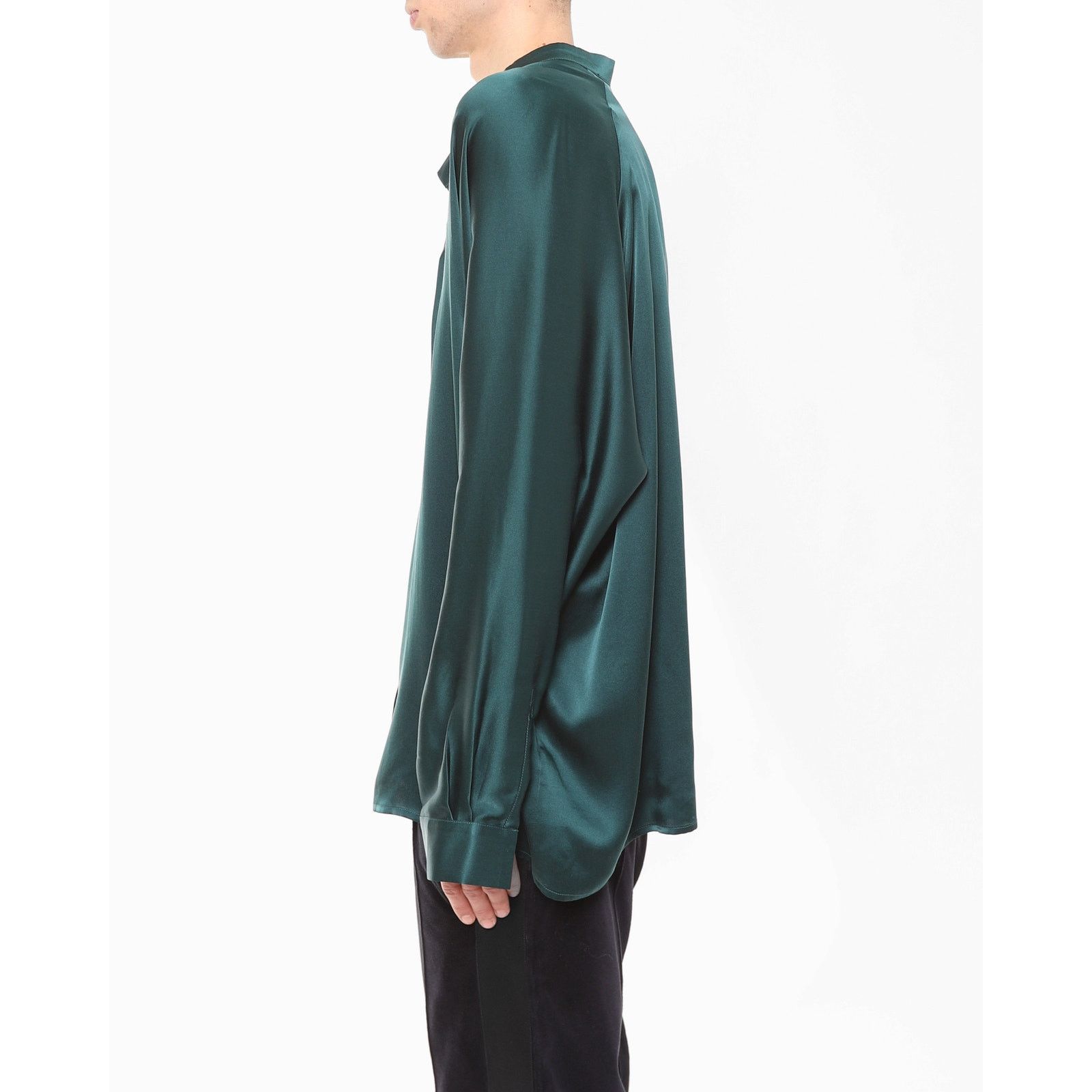 Haider Ackermann FW18 Oversized Mandarin in Forrest Green Silk Size US M / EU 48-50 / 2 - 6 Thumbnail