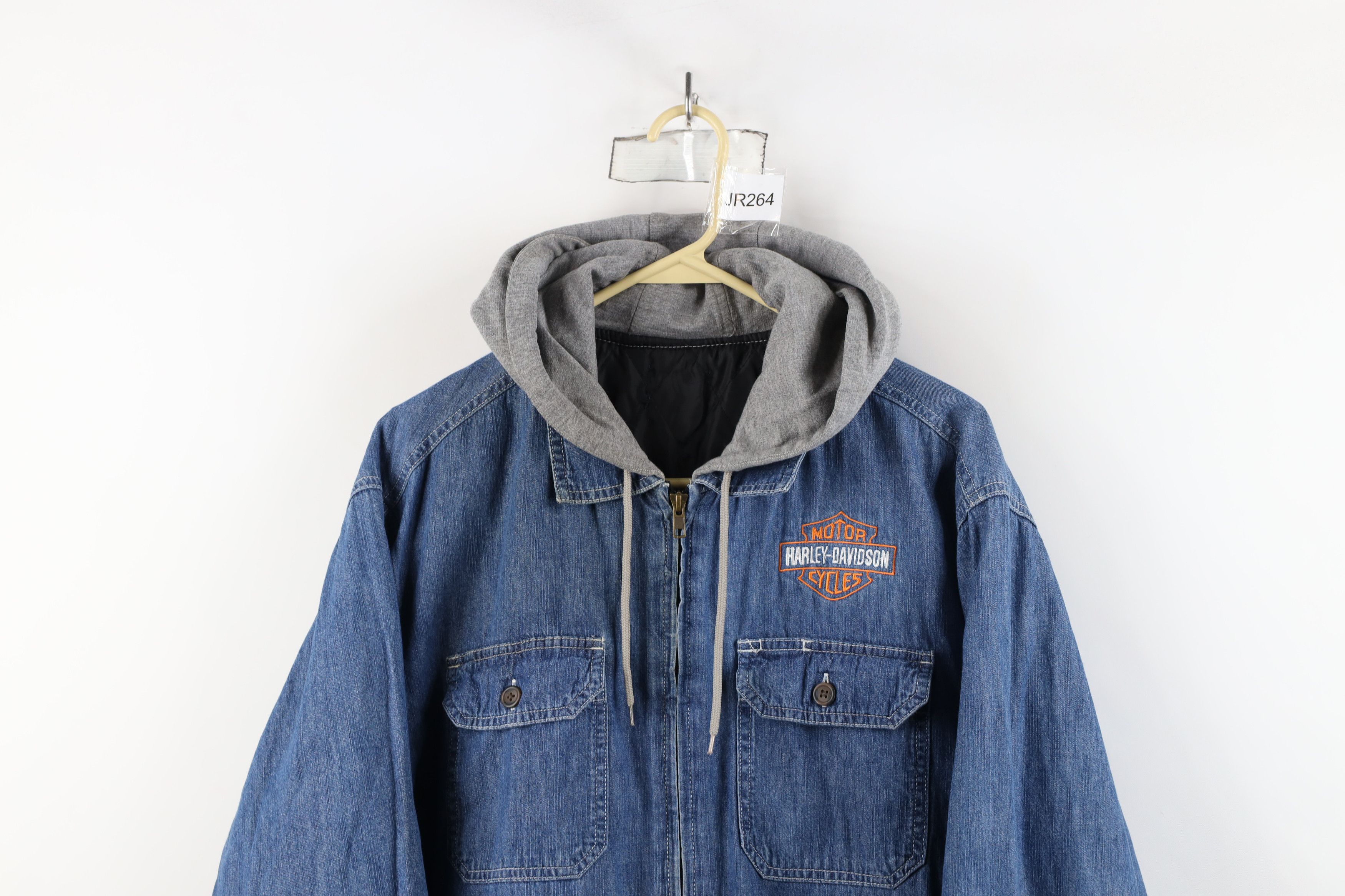 Harley Davidson × Vintage Vintage Harley Davidson Quilted Hooded Denim Shirt Jacket Size US L / EU 52-54 / 3 - 2 Thumbnail