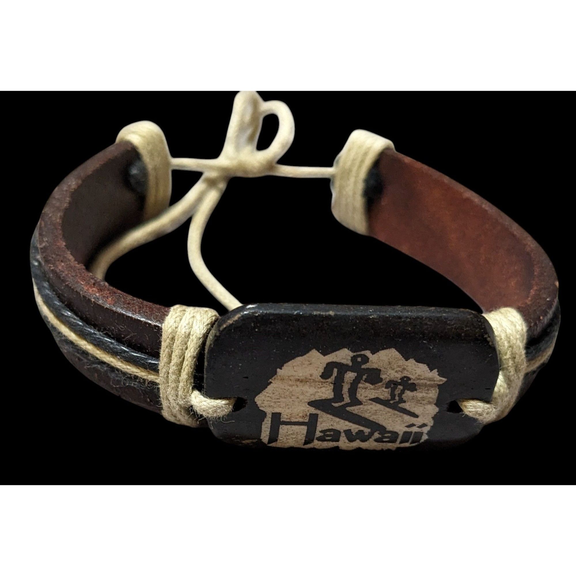 Other Hawaii Leather Cream And Brown Souvenir Bracelet Size ONE SIZE - 1 Thumbnail