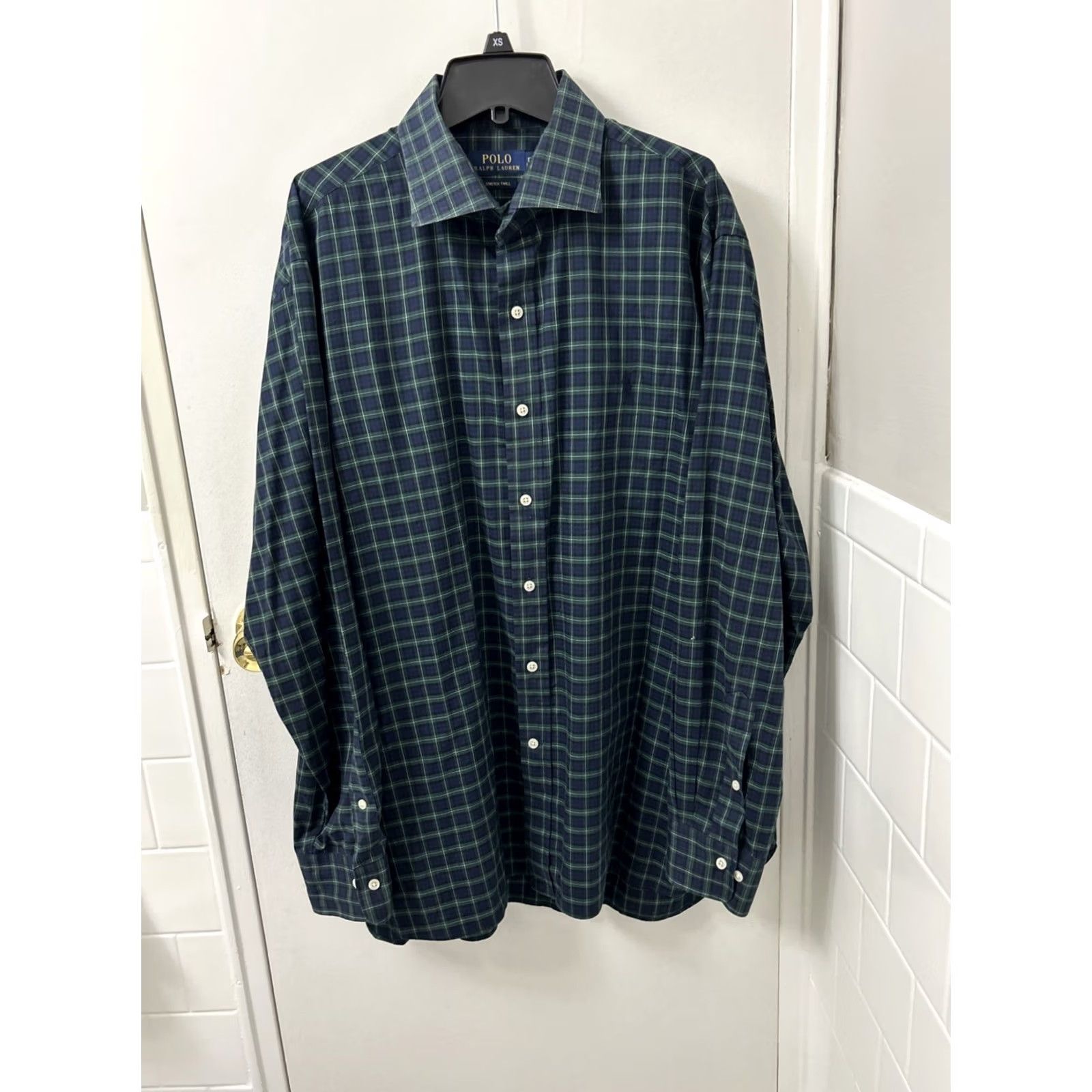 Polo Ralph Lauren Polo Ralph Lauren Stretch Twill Shirt Mens 17 34-35 Blue Plaid Button Up Check Embroidered Collar Down Cotton Twill Size US XL / EU 56 / 4 - 2 Thumbnail