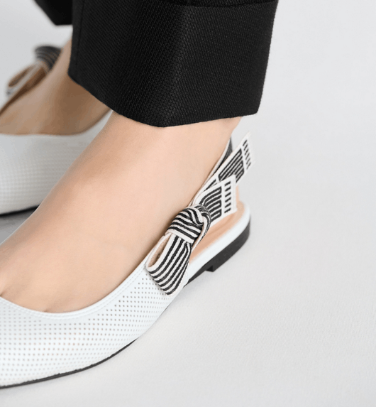 Dior o1w1db10426 KCF009 Toujours Slingback Flats in White Size US 12 / IT 42 - 7 Thumbnail