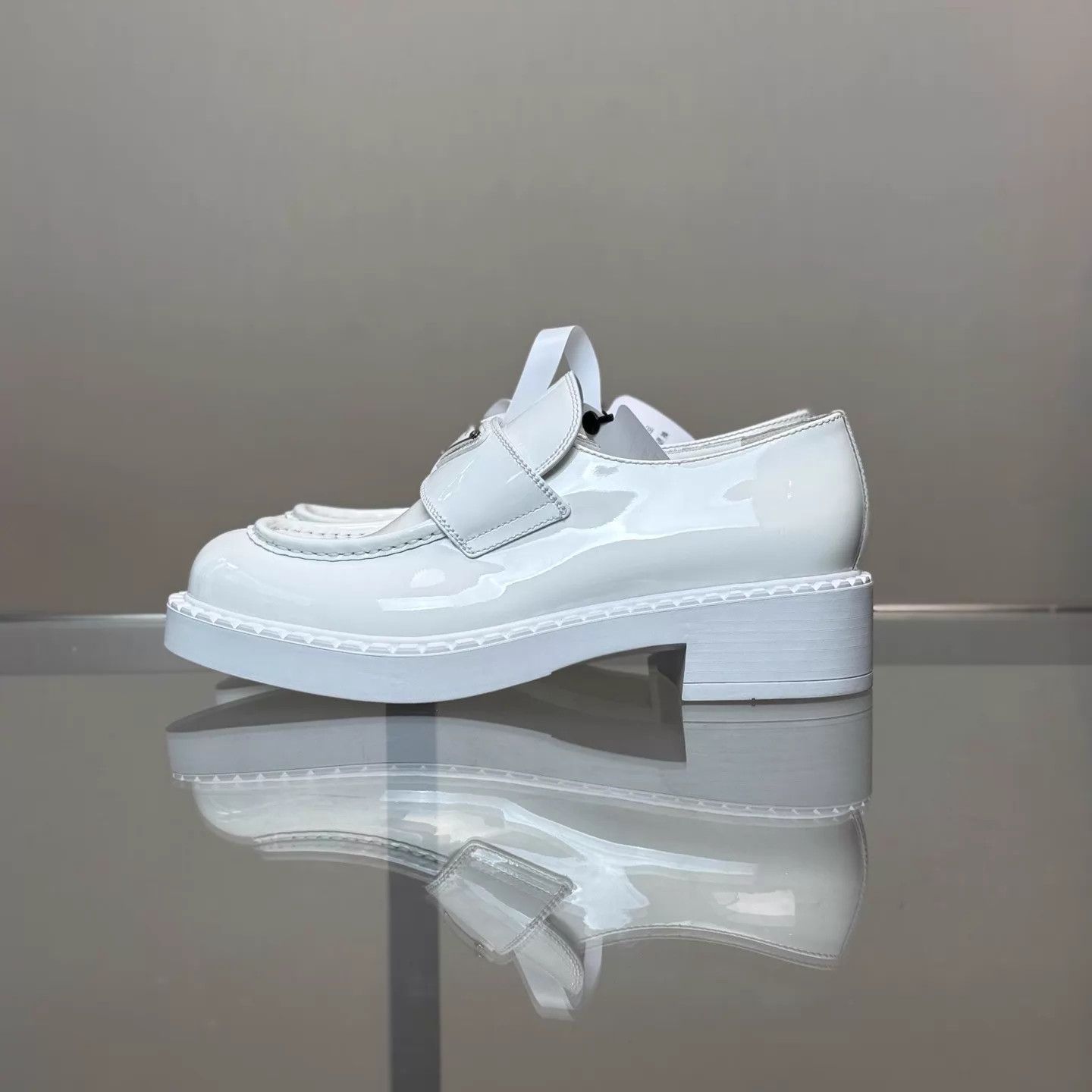 Prada Prada Chocolate White Patent Leather Loafer 38 New Size US 7.5 / IT 37.5 - 5 Thumbnail
