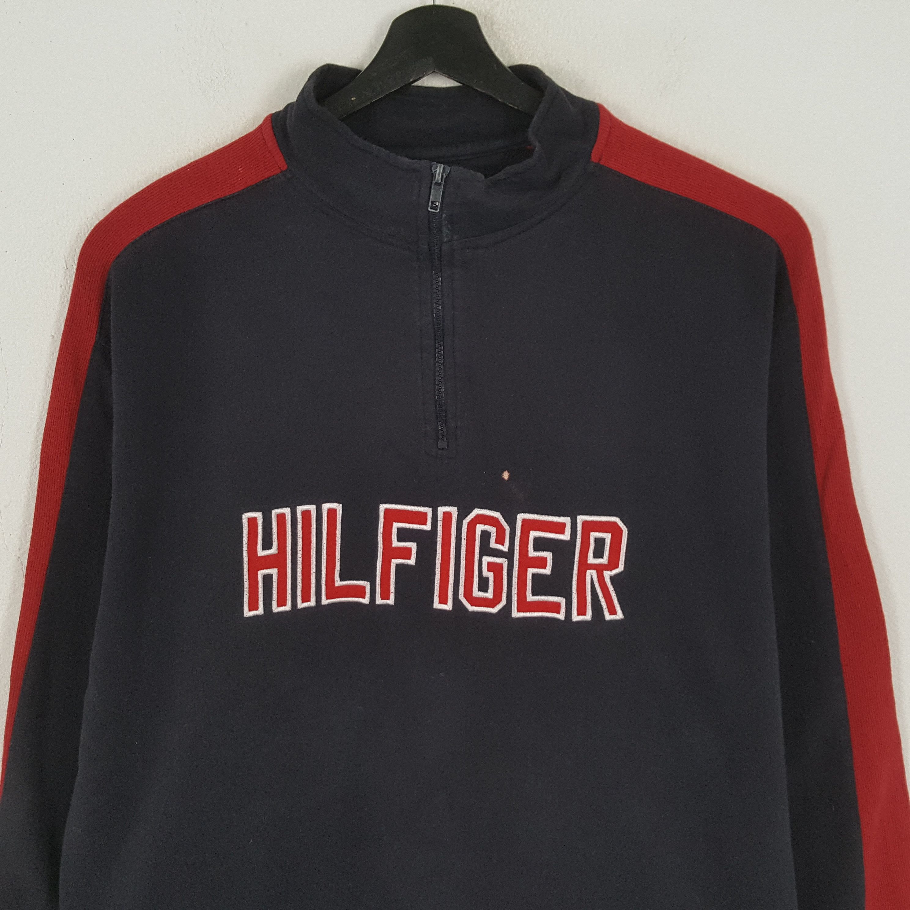 Tommy Hilfiger × Tommy Jeans × Vintage TOMMY HILFIGER Center Spellout Half Zipper Sweatshirt Size US XL / EU 56 / 4 - 2 Thumbnail