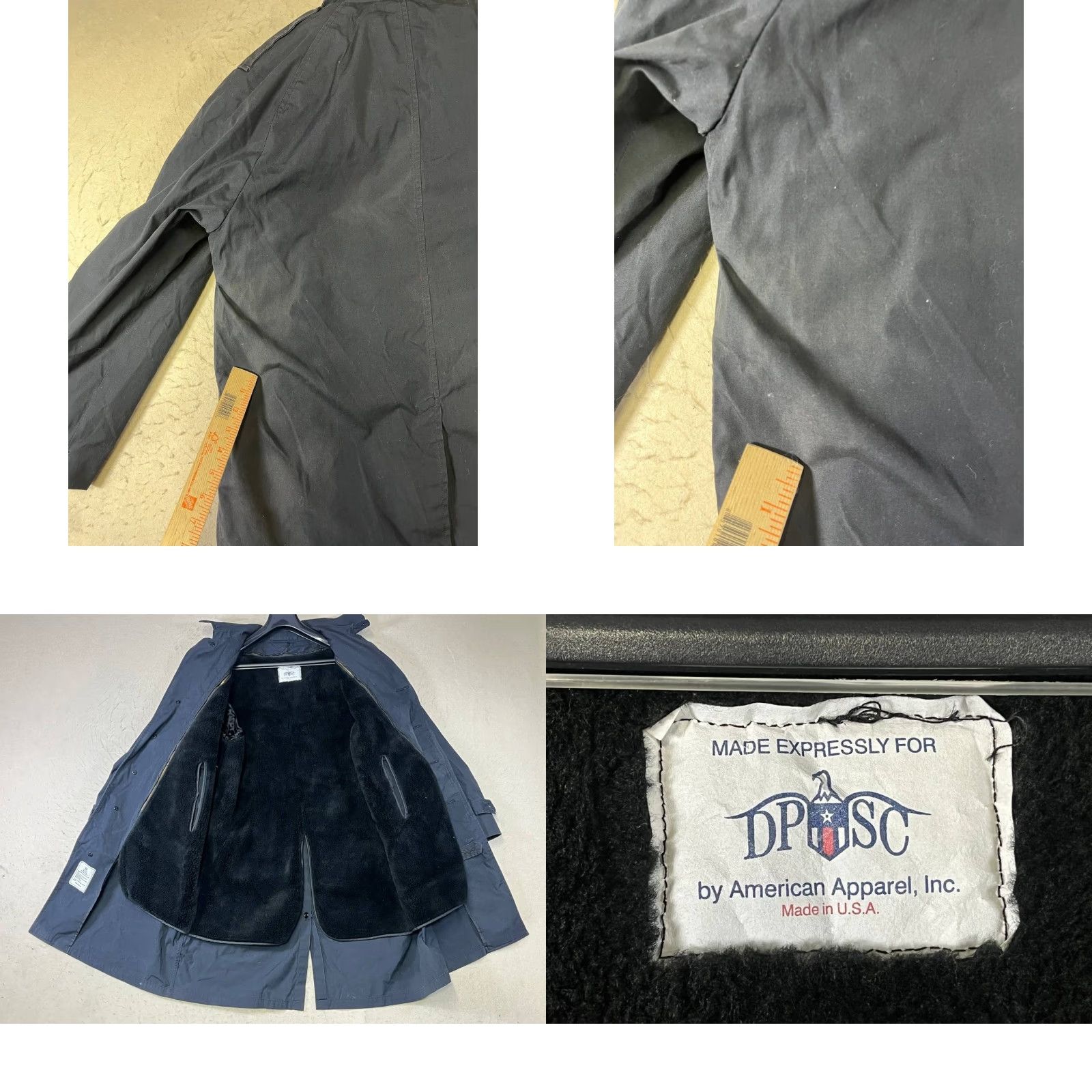 American Apparel VINTAGE American Apparel Trench Coat Mens 40R Dark Blue Water Repellent All Weather Polyester Lined Removable Liner Button Zipper Pockets Size US XXS / EU 40 - 8 Thumbnail
