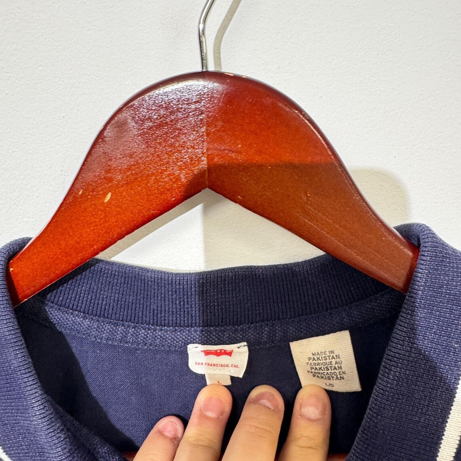 Levi's × Vintage Vintage Levis Unisex Navy Blue Cotton Polo Shirt Size L 90s Size US L / EU 52-54 / 3 - 6 Thumbnail