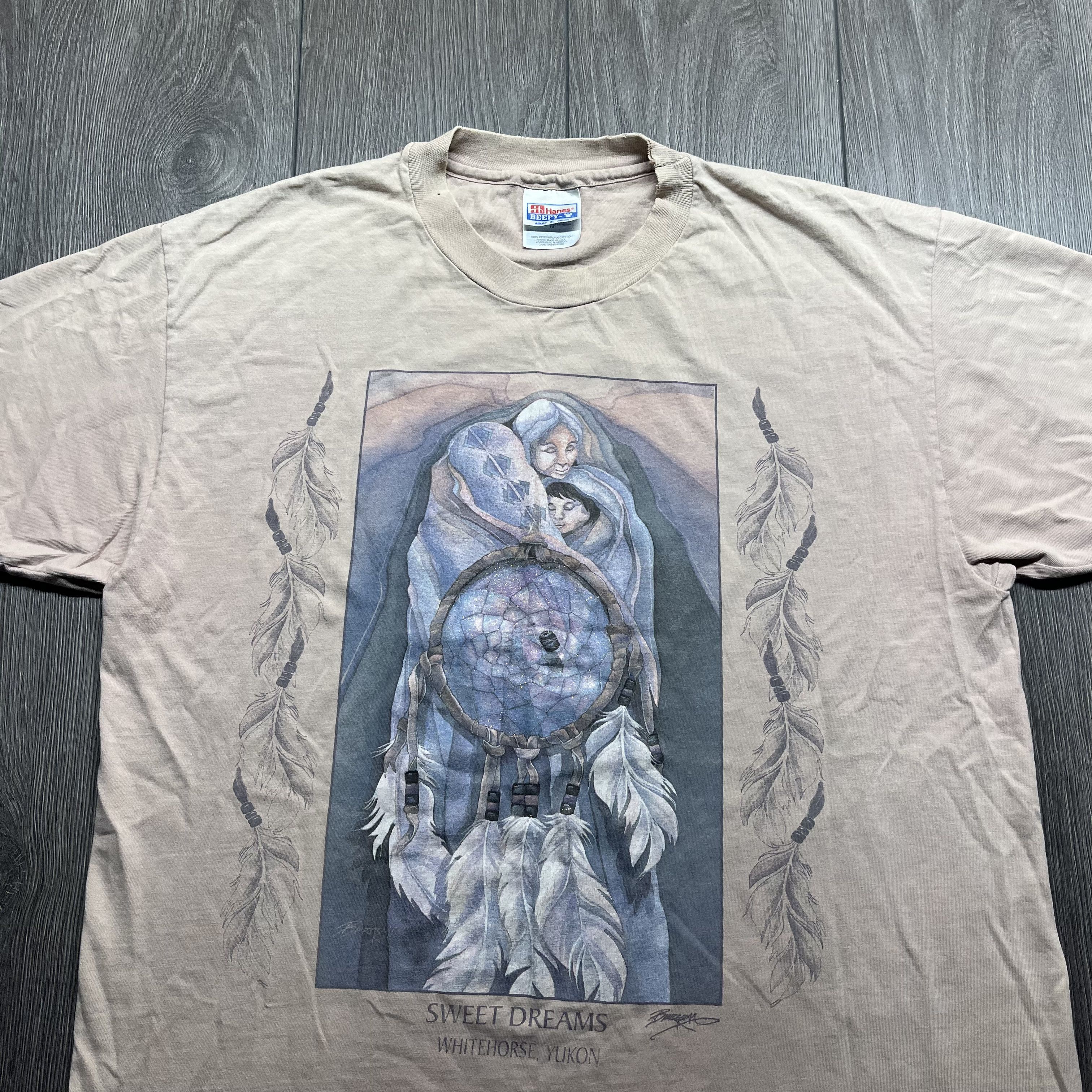 Vintage Vintage Native American Art 1990s Single Stitch T Shirt Size US XL / EU 56 / 4 - 2 Thumbnail