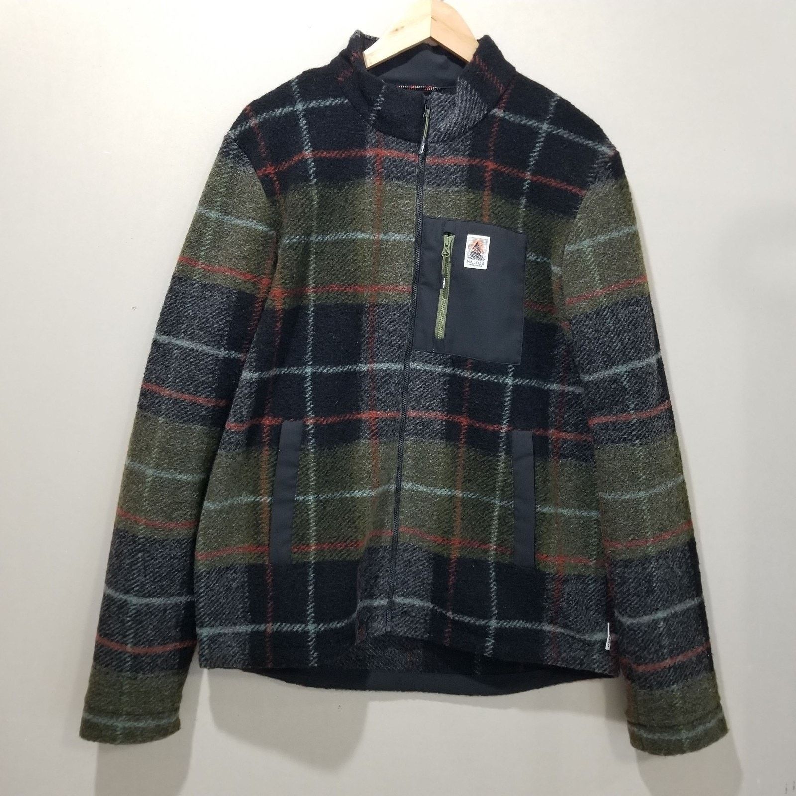 Maloja Maloja Jacket MarmoM Mens Large Green Black Plaid Wool Zip Size US L / EU 52-54 / 3 - 11 Thumbnail