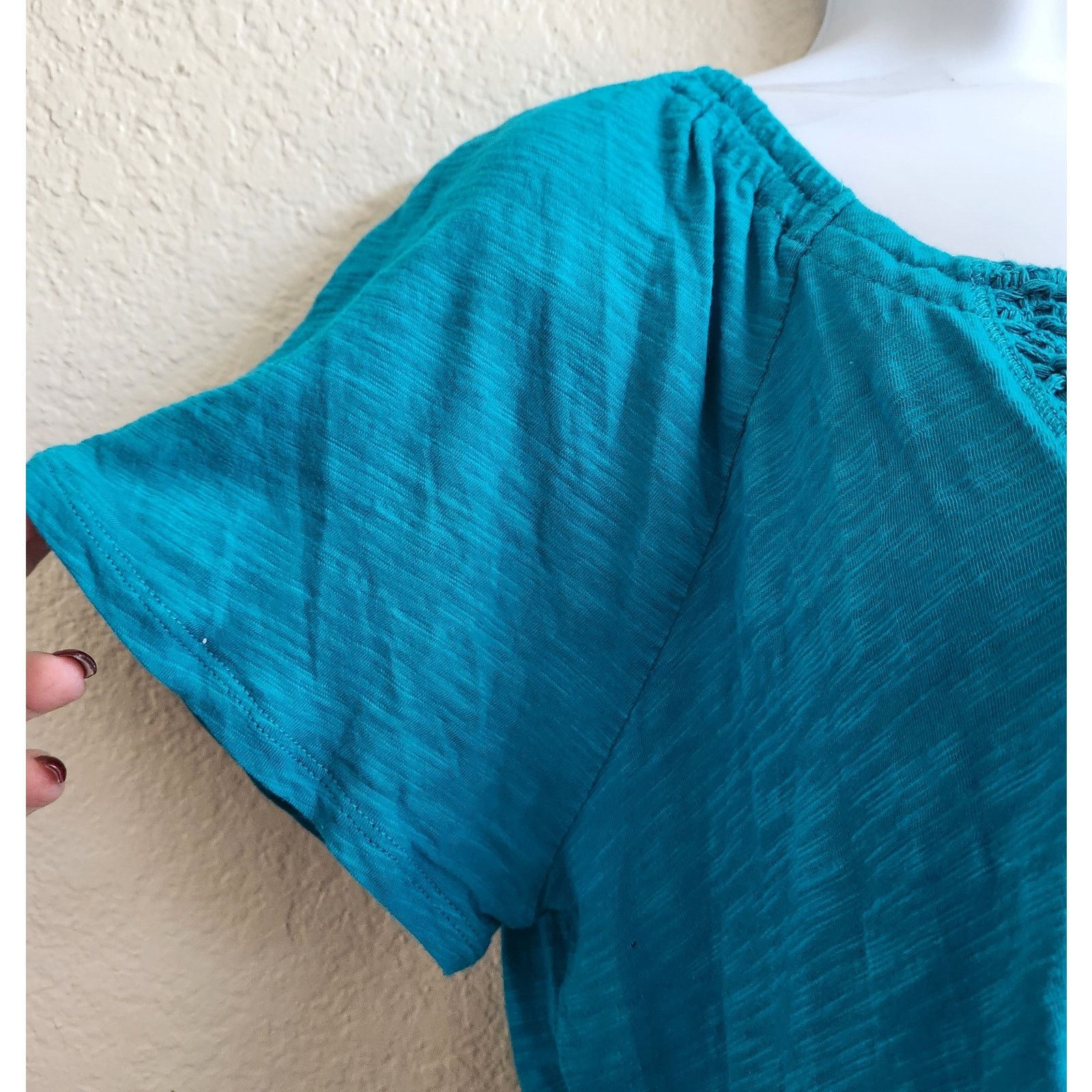 Other Liz Wear Blue Crochet Lace Bodice Insert Top XXL Plus Soft Size XXL / US 16-18 / IT 52-54 - 2 Thumbnail