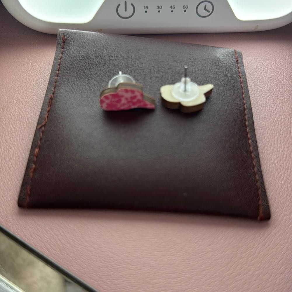 Designer Pink cowboy hat earrings cheetah print Size ONE SIZE - 2 Thumbnail