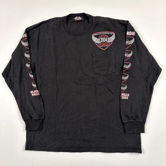 Vintage Vintage 2000s Y2K Biker Sturgis Long Sleeve Shirt Black Hills ...