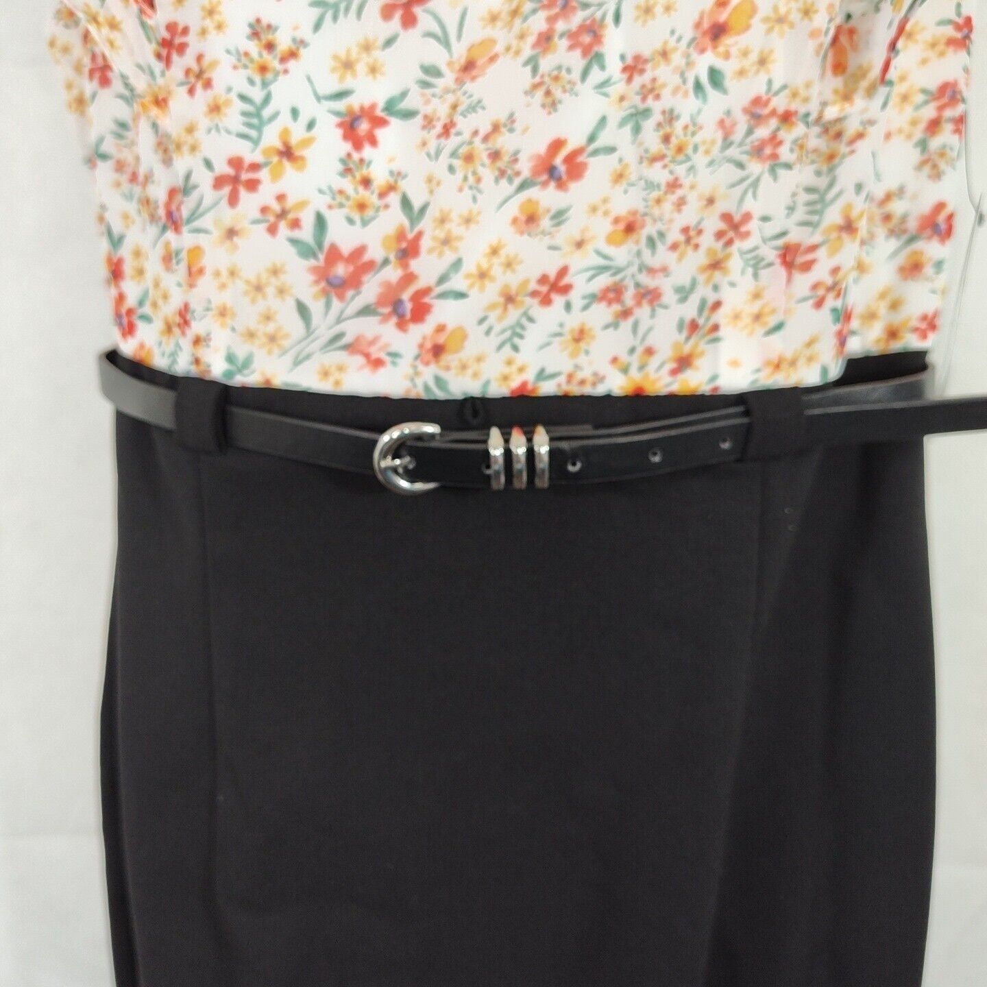 Alyx Alyx White Orange Black Belted Ruffle Sheath Dress Size 12 Size XL / US 12-14 / IT 48-50 - 4 Thumbnail