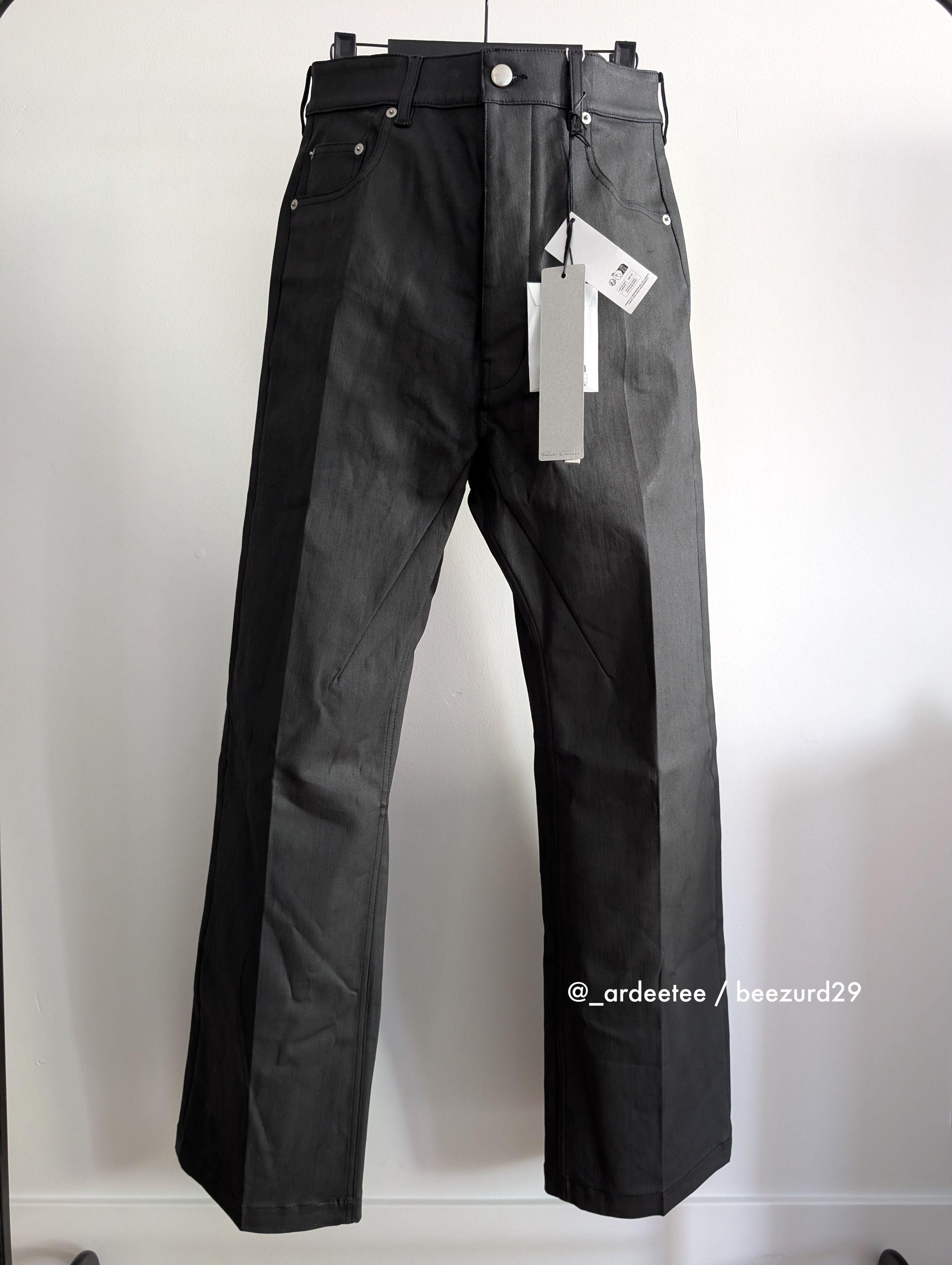 Rick Owens *NEW* GETH BLACK CHALK WIDE LEG JEANS FW24 29 Size US 29 - 2 Thumbnail